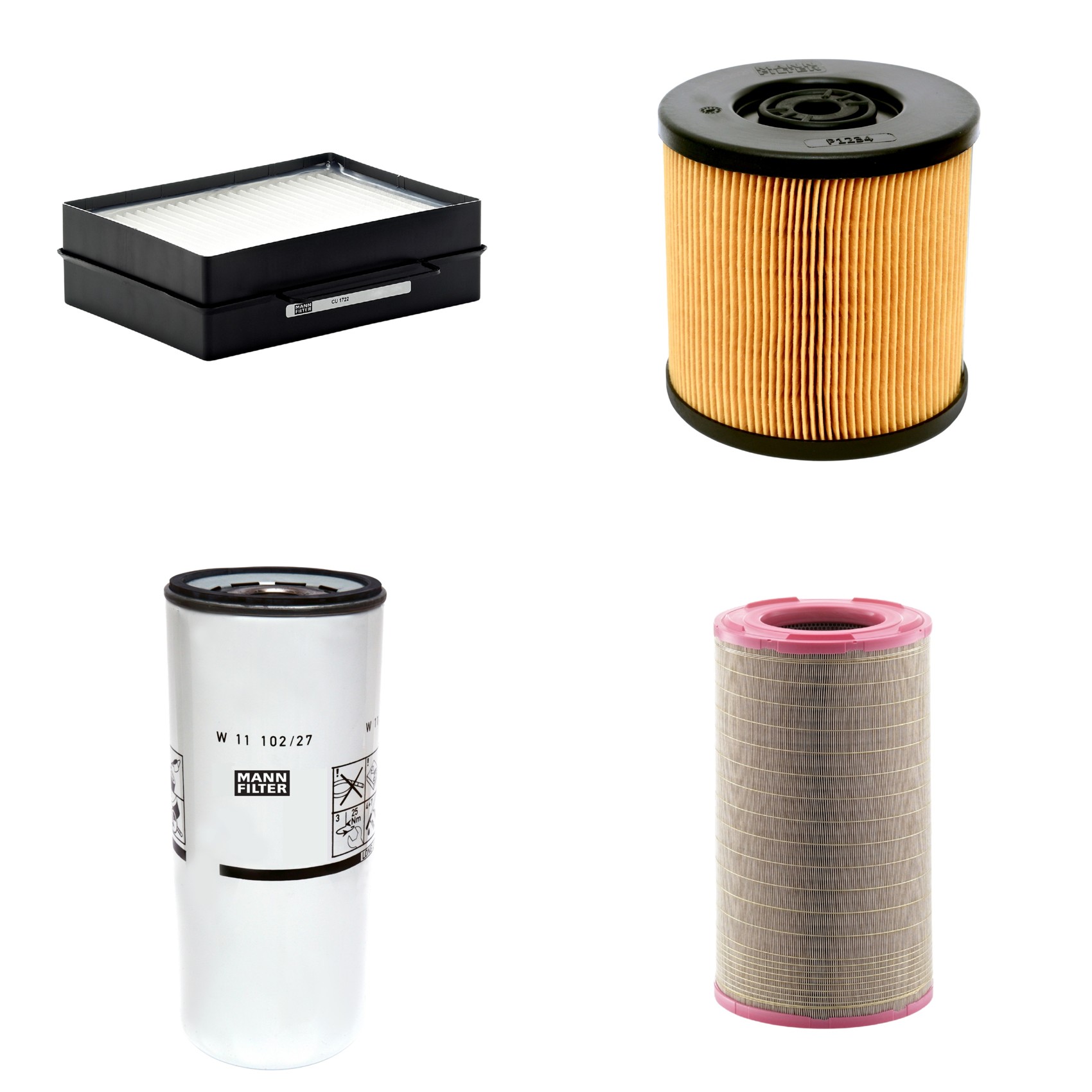 Kit Filtros de Ar Combustível Cabine Ar Condicionado Óleo - Mann-Filter - C301500 - CU1722 - P1234 - W11102/27