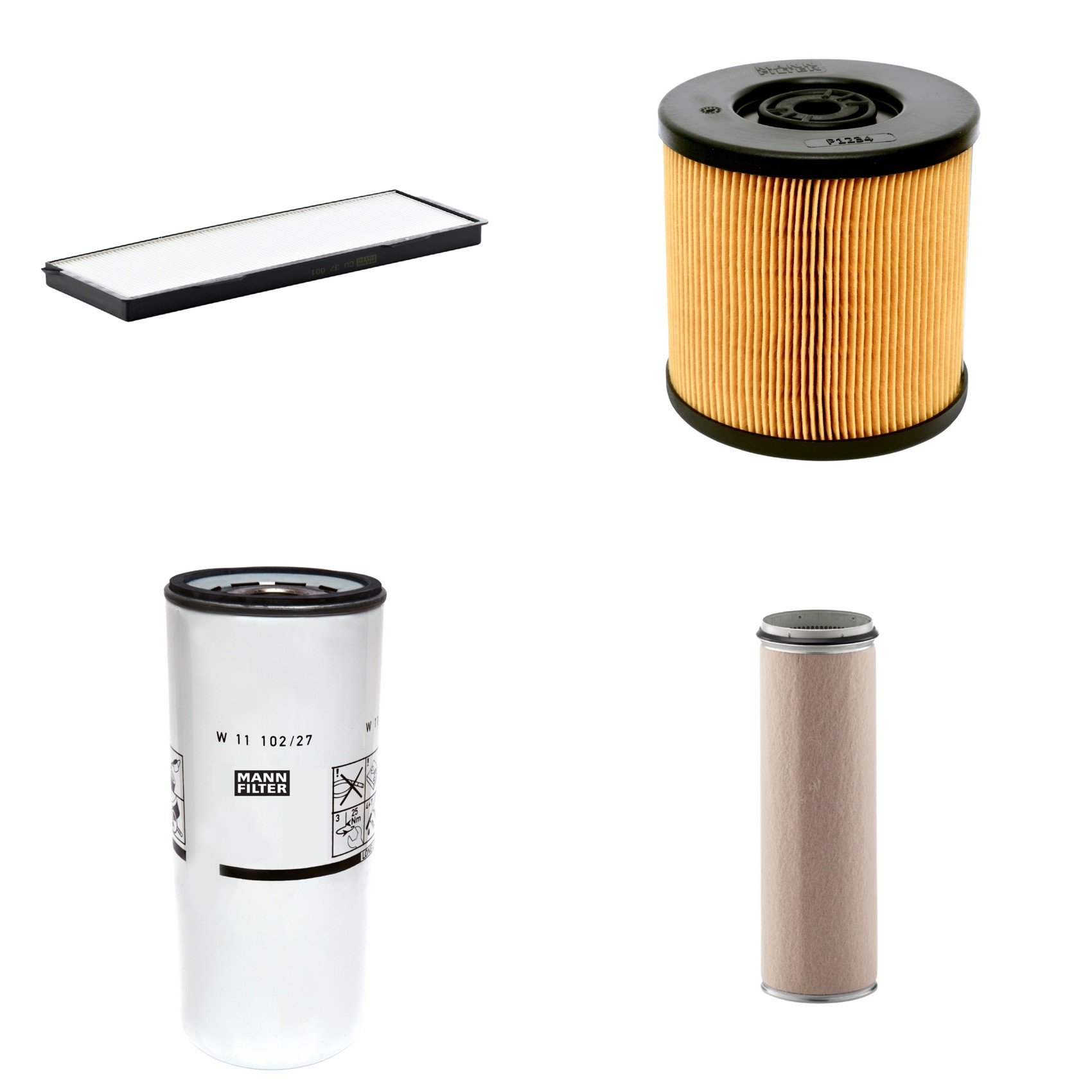 Kit Filtros de Ar Combustível Cabine Ar Condicionado Óleo - Mann-Filter - CF1600 - CU37001 - P1234 - W11102/27
