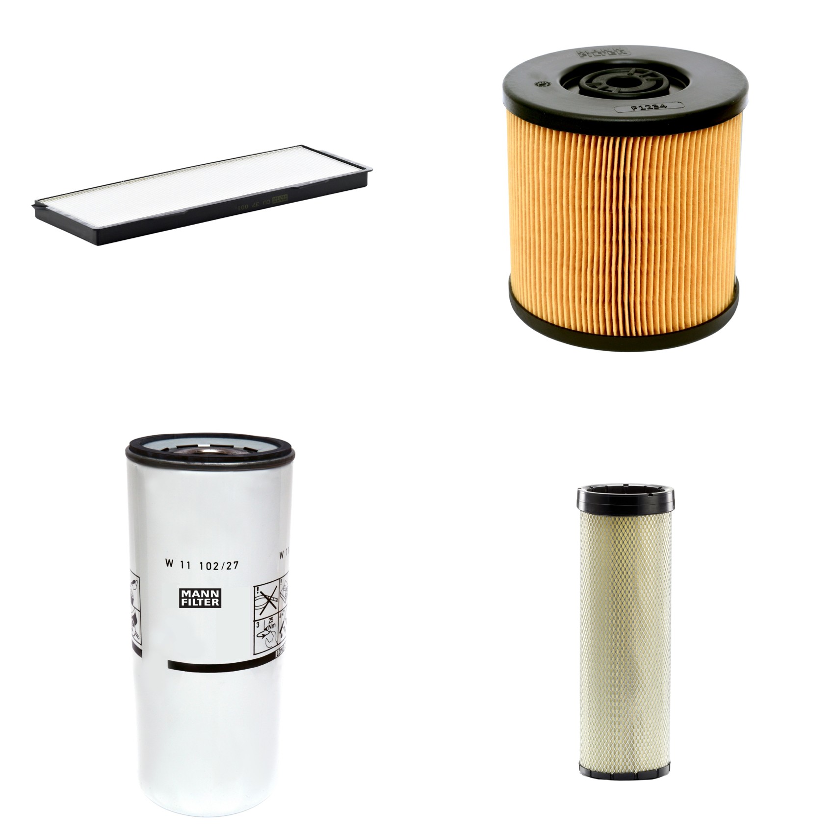 Kit Filtros de Ar Combustível Cabine Ar Condicionado Óleo - Mann-Filter - CF1720 - CU37001 - P1234 - W11102/27