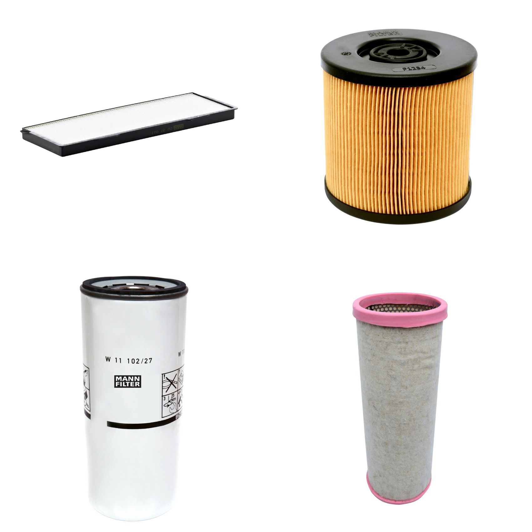 Kit Filtros de Ar Combustível Cabine Ar Condicionado Óleo - Mann-Filter - CF1711 - CU37001 - P1234 - W11102/27
