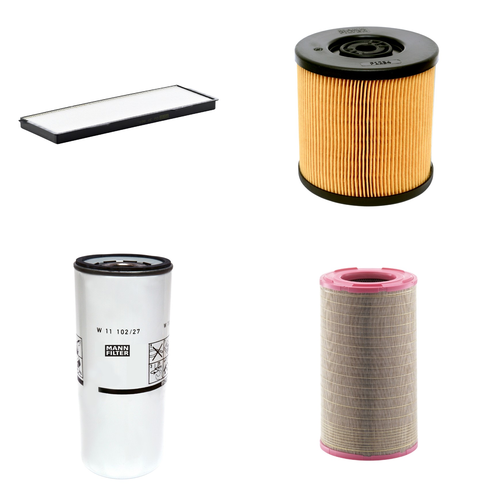 Kit Filtros de Ar Combustível Cabine Ar Condicionado Óleo - Mann-Filter - C301500 - CU37001 - P1234 - W11102/27
