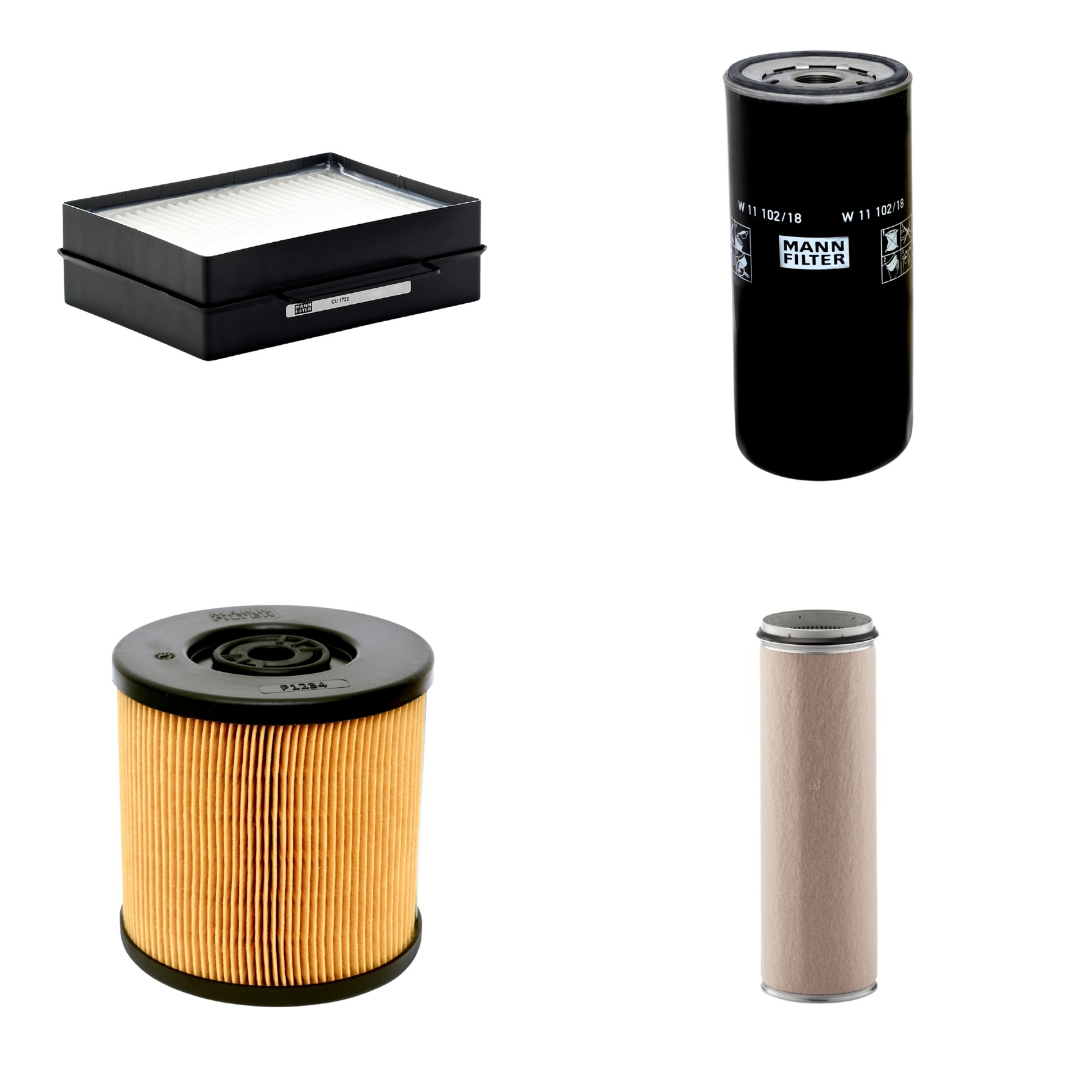 Kit Filtros de Ar Combustível Cabine Ar Condicionado Óleo - Mann-Filter - CF1600 - CU1722 - P1234 - W11102/18