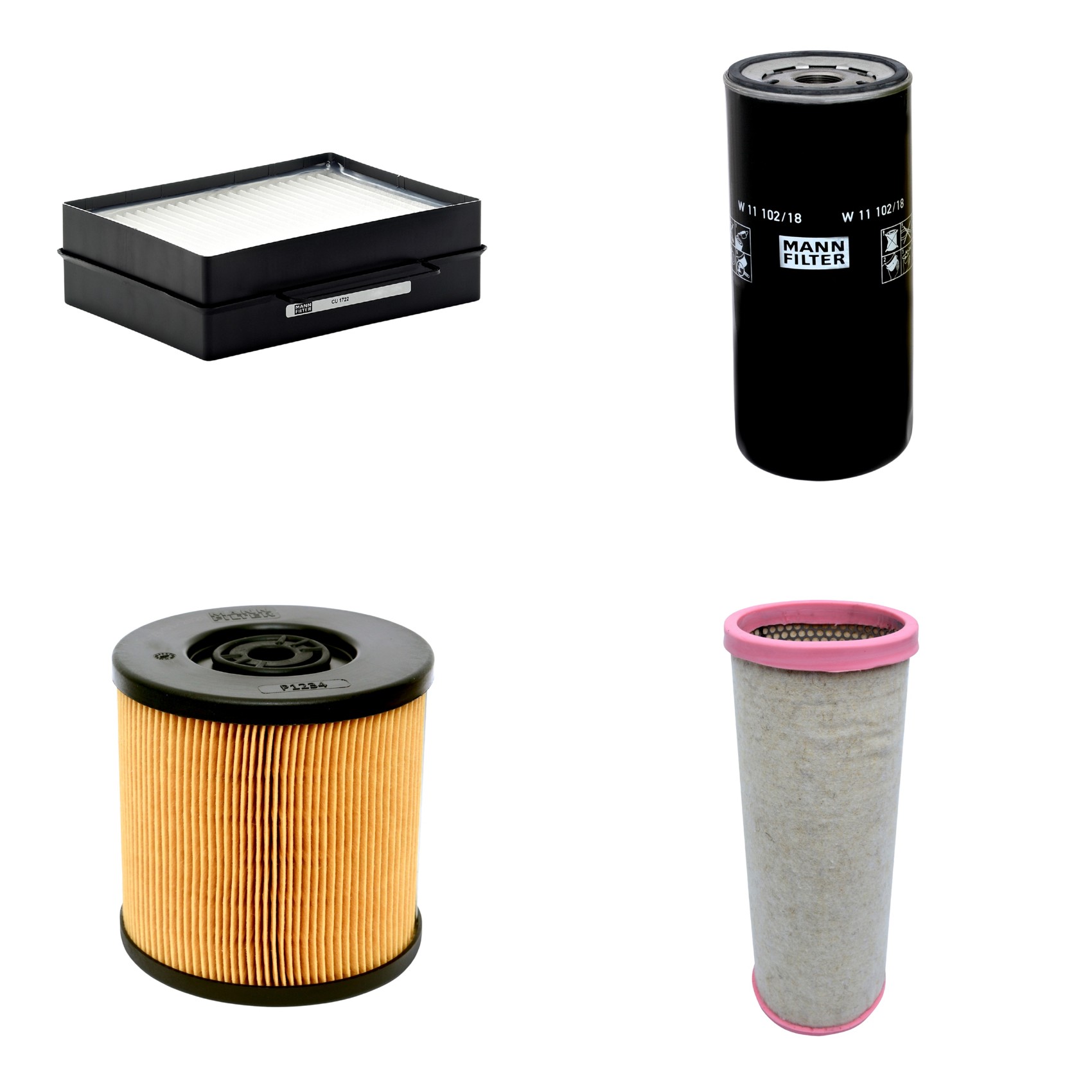Kit Filtros de Ar Combustível Cabine Ar Condicionado Óleo - Mann-Filter - CF1711 - CU1722 - P1234 - W11102/18