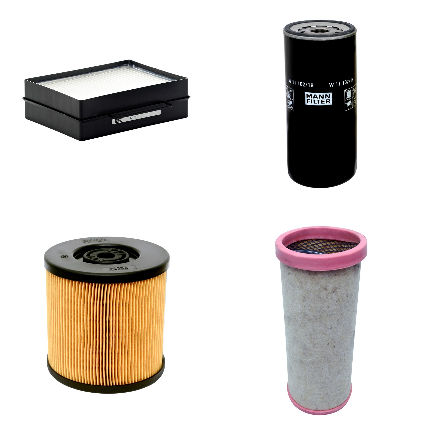 Kit Filtros de Ar Combustível Cabine Ar Condicionado Óleo - Mann-Filter - CF1710 - CU1722 - P1234 - W11102/18