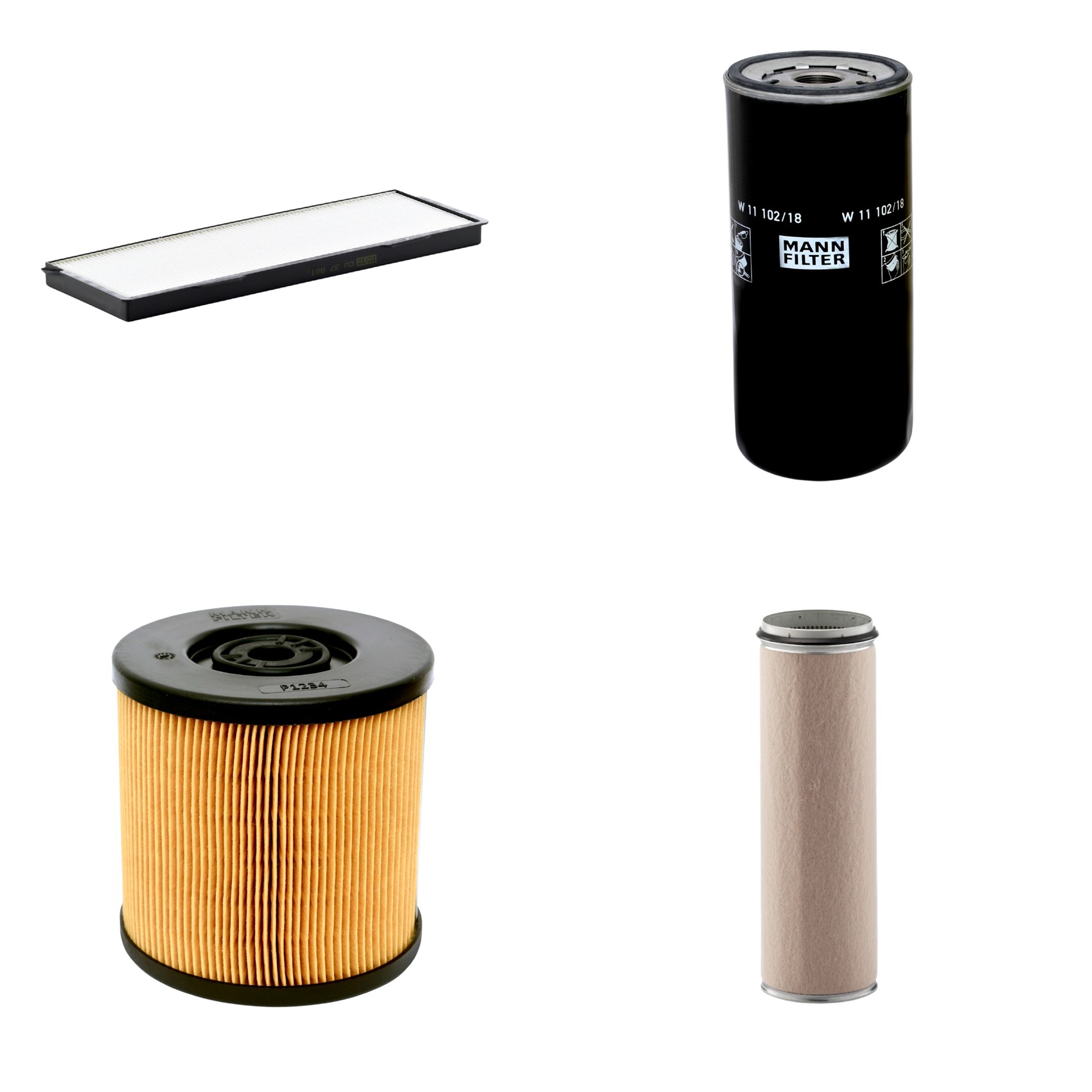Kit Filtros de Ar Combustível Cabine Ar Condicionado Óleo - Mann-Filter - CF1600 - CU37001 - P1234 - W11102/18