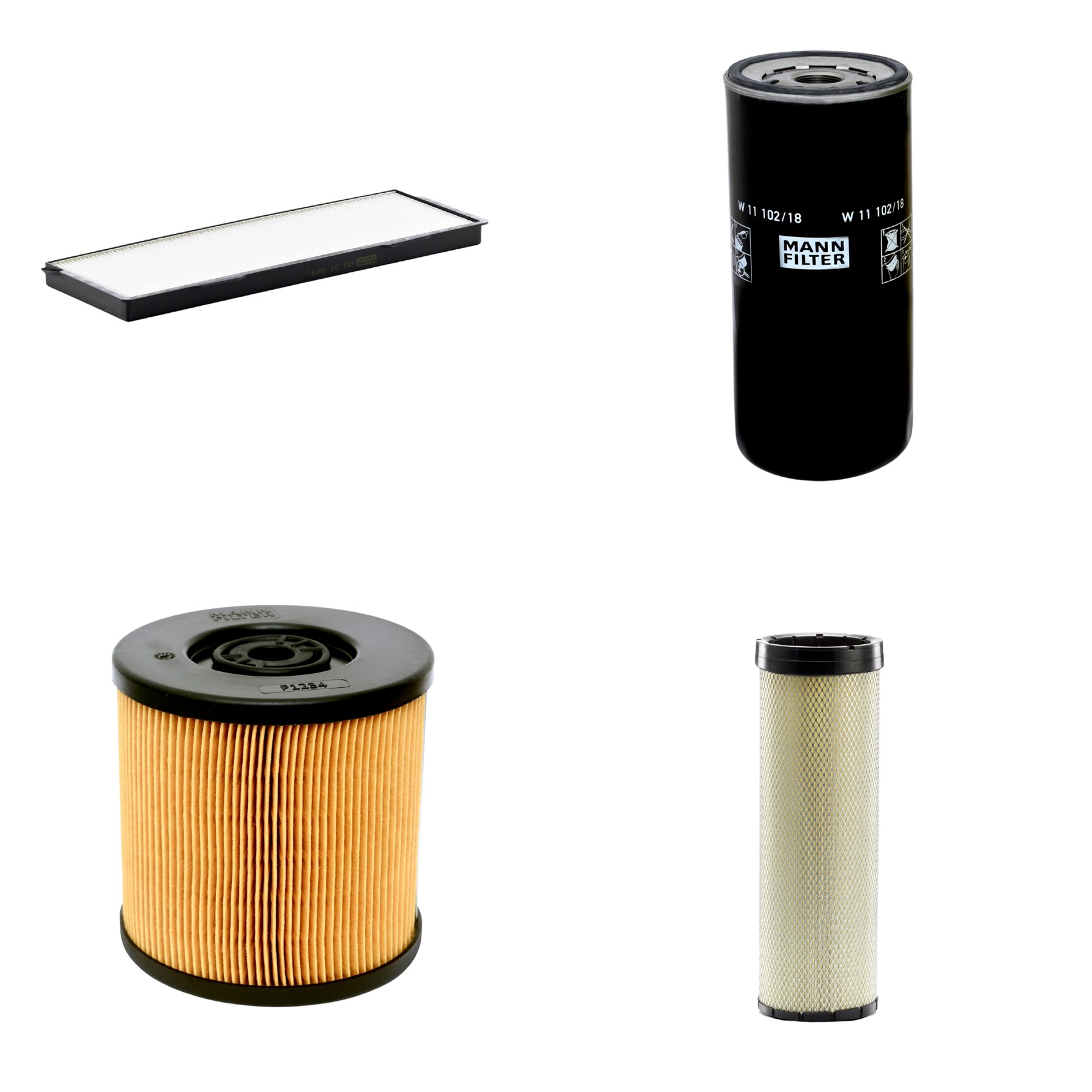 Kit Filtros de Ar Combustível Cabine Ar Condicionado Óleo - Mann-Filter - CF1720 - CU37001 - P1234 - W11102/18