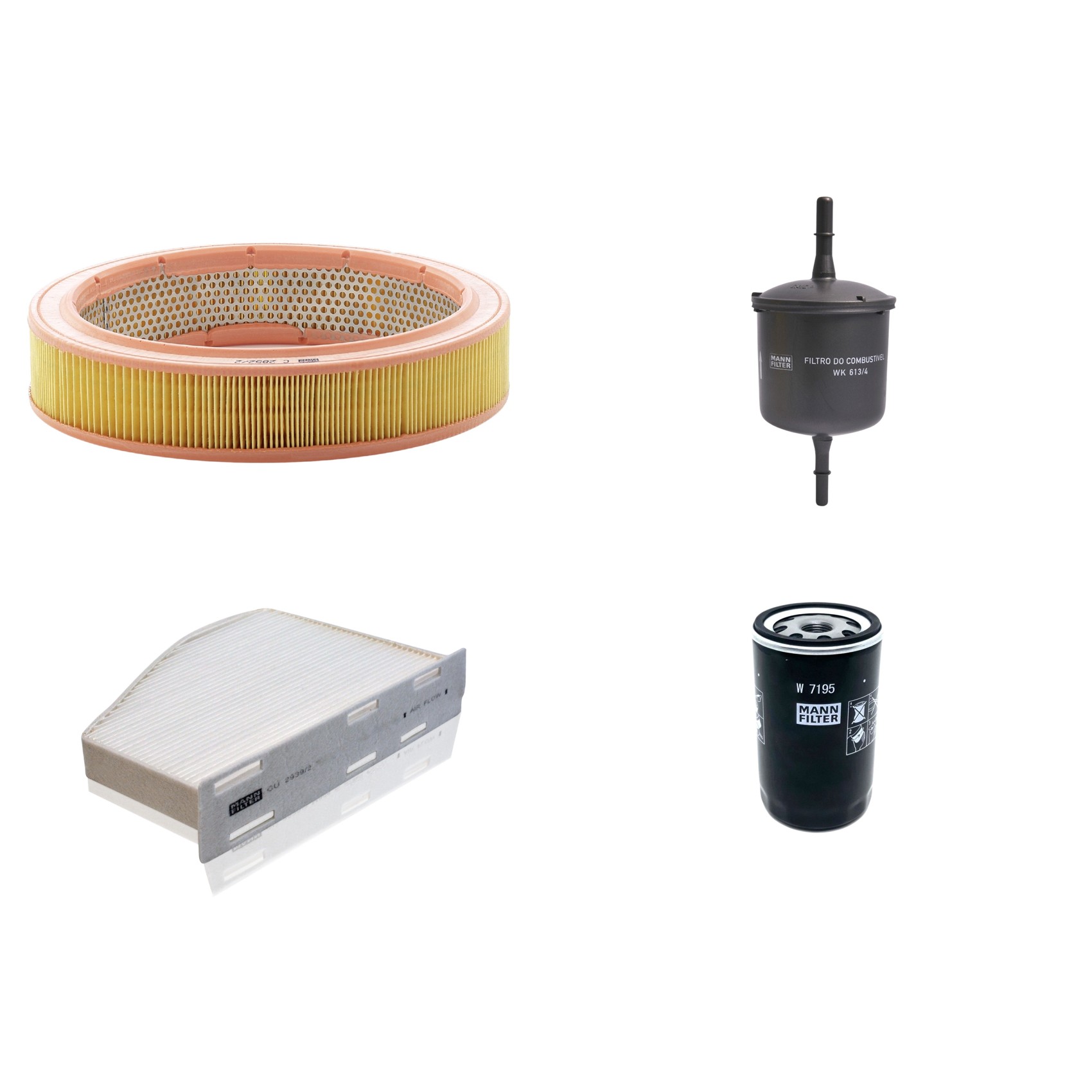 Kit Filtros de Ar Combustível Cabine Ar Condicionado Óleo - Mann-Filter - C2852/2 - CU2939/2 - W7195 - WK613/4