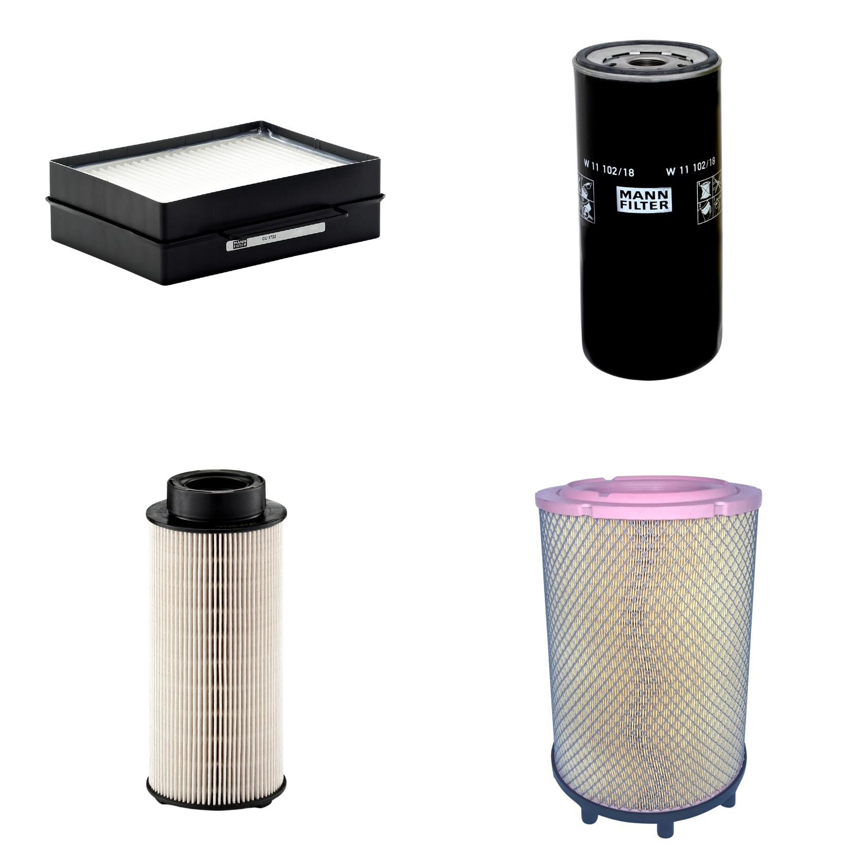 Kit Filtros de Ar Combustível Cabine Ar Condicionado Óleo - Mann-Filter - C31014/2 - CU1722 - PU941x - W11102/18