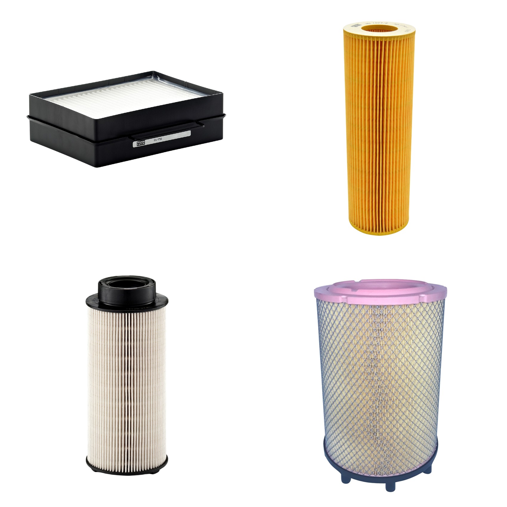 Kit Filtros de Ar Combustível Cabine Ar Condicionado Óleo - Mann-Filter - C31014/2 - CU1722 - HU1077/2z - PU941x