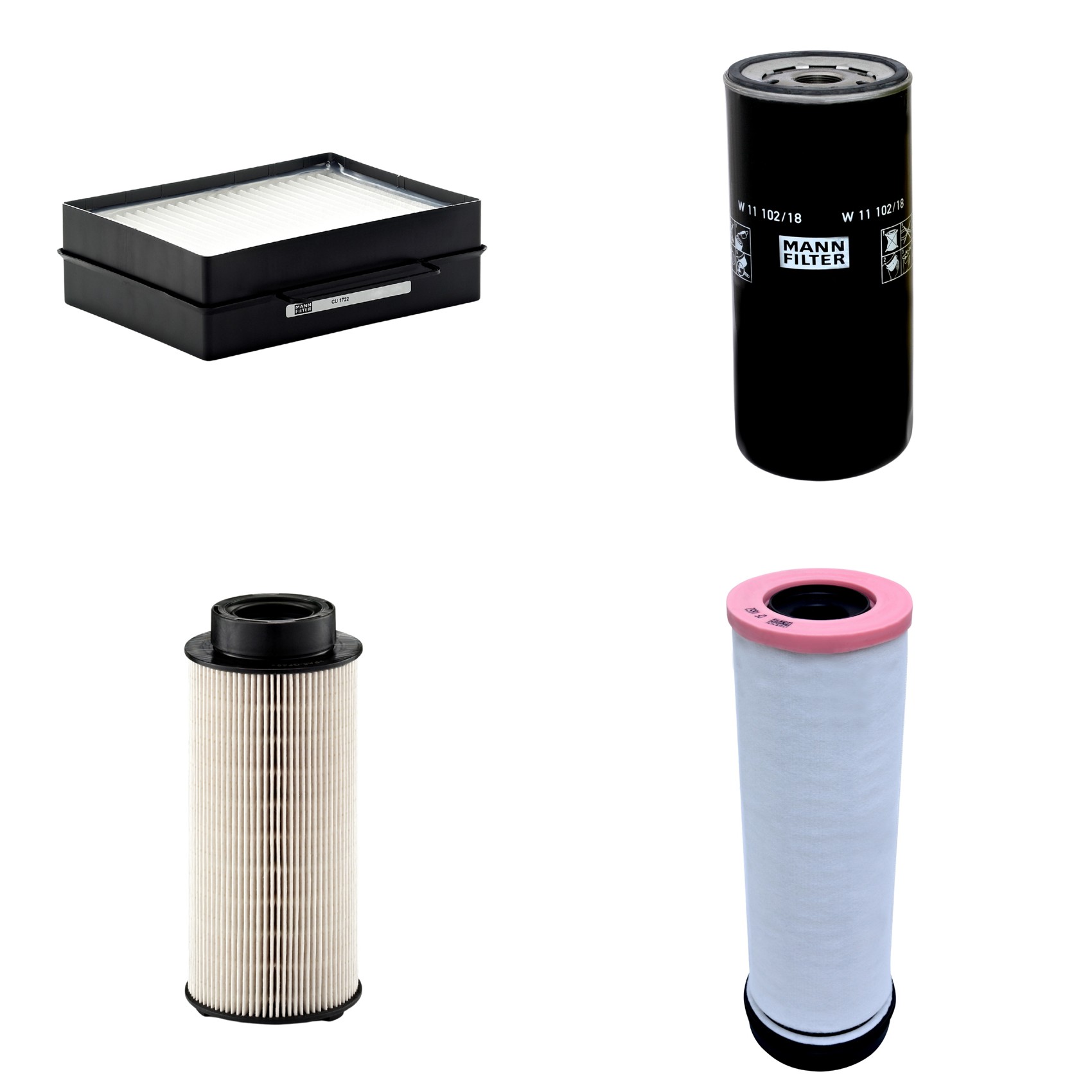 Kit Filtros de Ar Combustível Cabine Ar Condicionado Óleo - Mann-Filter - CF1652 - CU1722 - PU941x - W11102/18