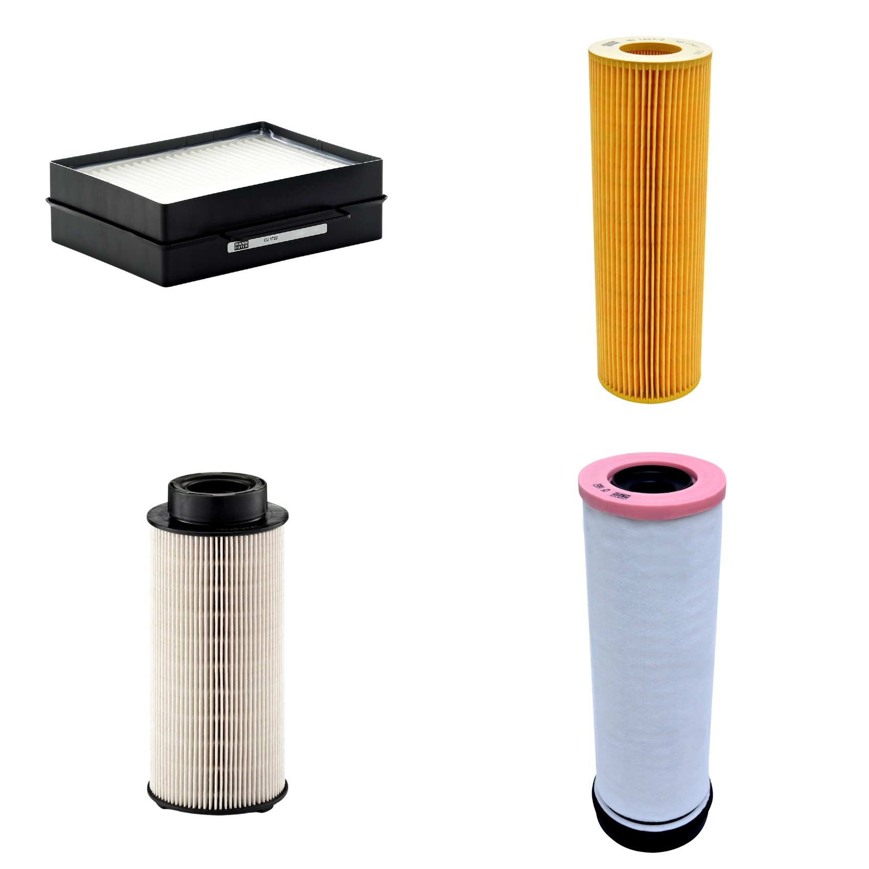 Kit Filtros de Ar Combustível Cabine Ar Condicionado Óleo - Mann-Filter - CF1652 - CU1722 - HU1077/2z - PU941x