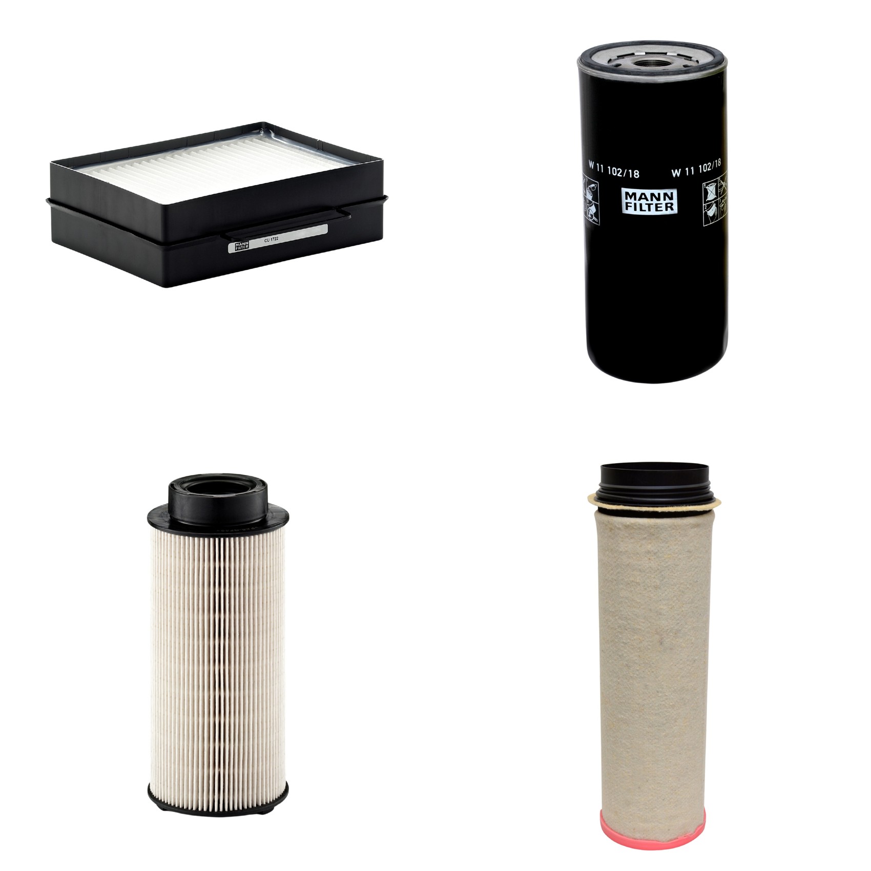 Kit Filtros de Ar Combustível Cabine Ar Condicionado Óleo - Mann-Filter - CF1651 - CU1722 - PU941x - W11102/18