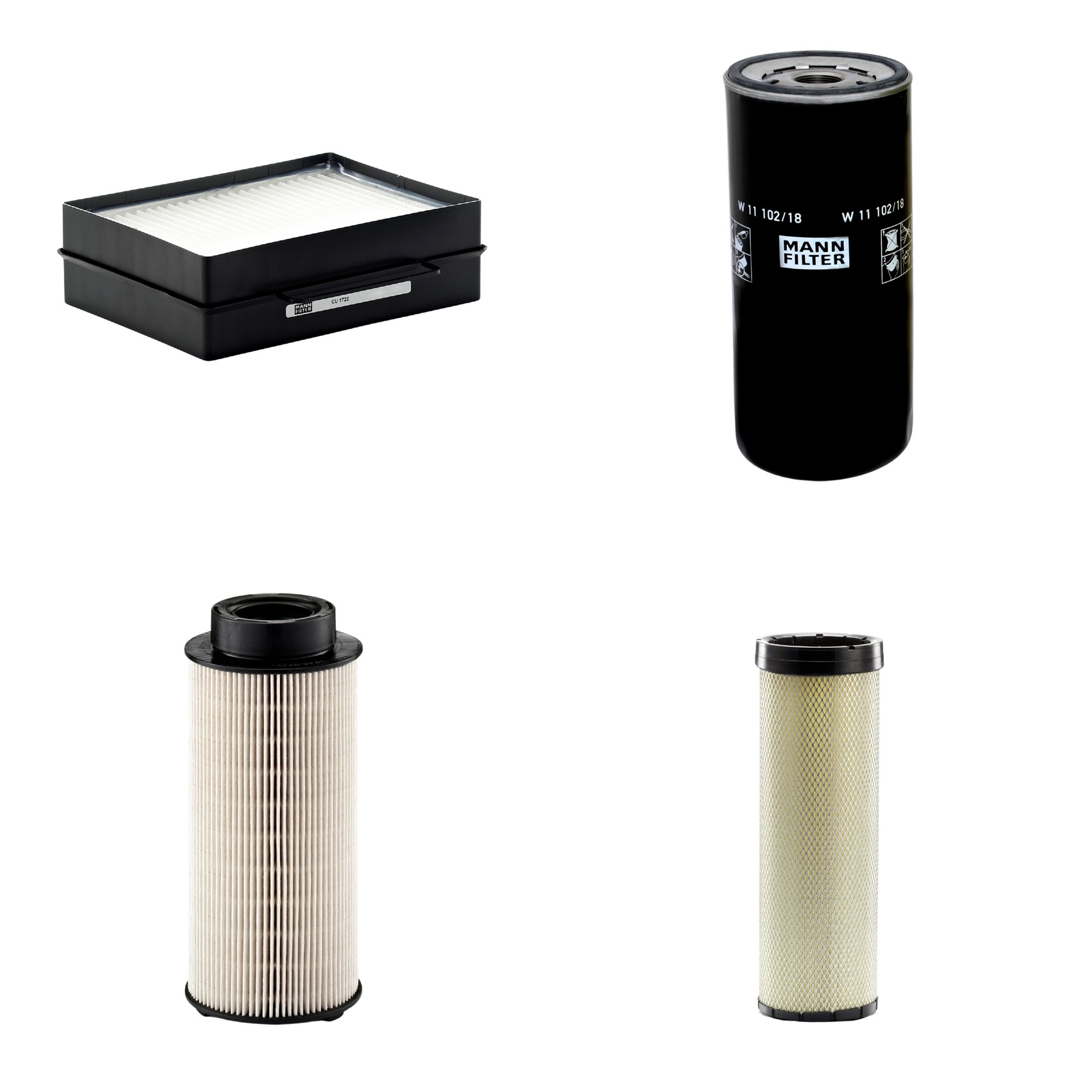 Kit Filtros de Ar Combustível Cabine Ar Condicionado Óleo - Mann-Filter - CF1720 - CU1722 - PU941x - W11102/18
