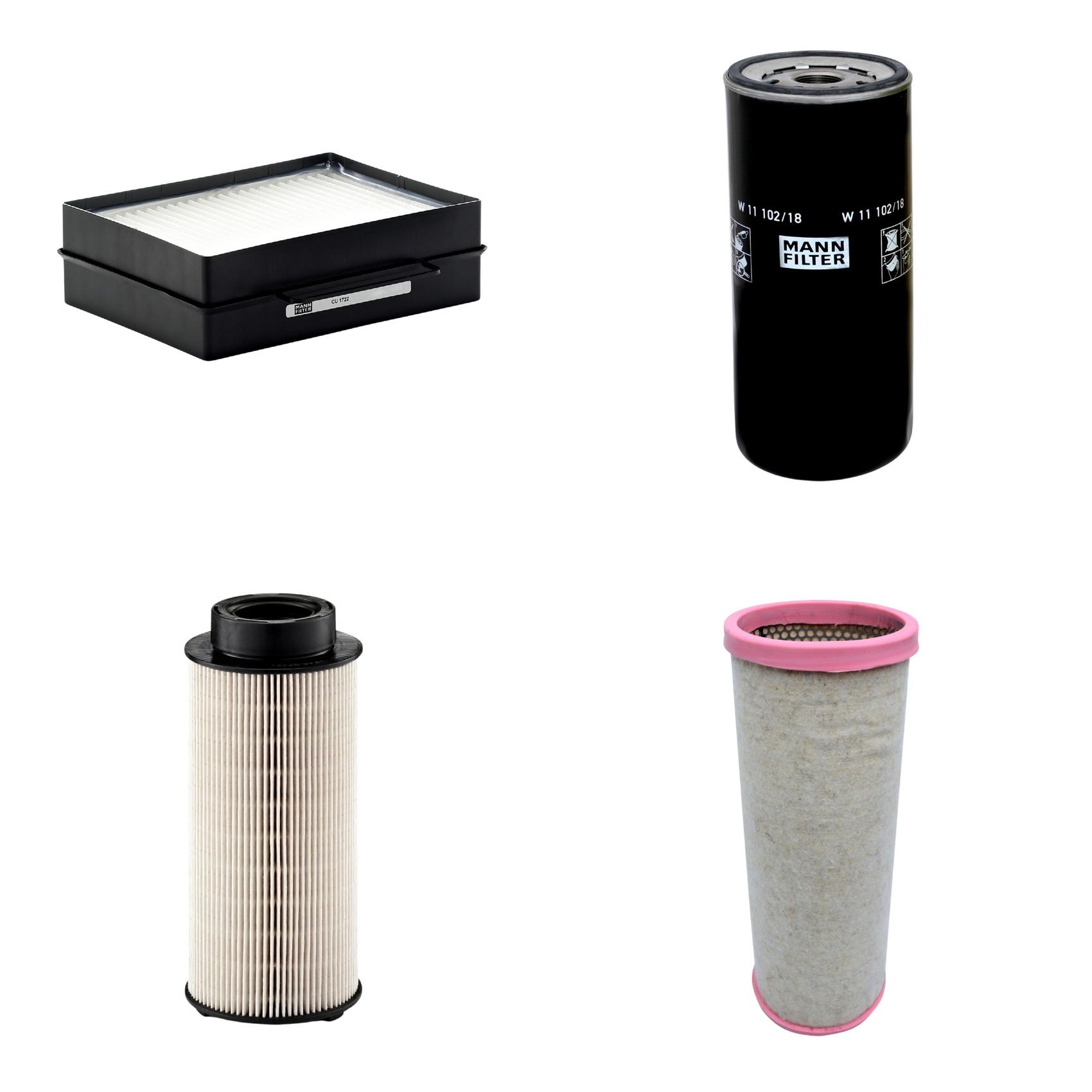 Kit Filtros de Ar Combustível Cabine Ar Condicionado Óleo - Mann-Filter - CF1711 - CU1722 - PU941x - W11102/18