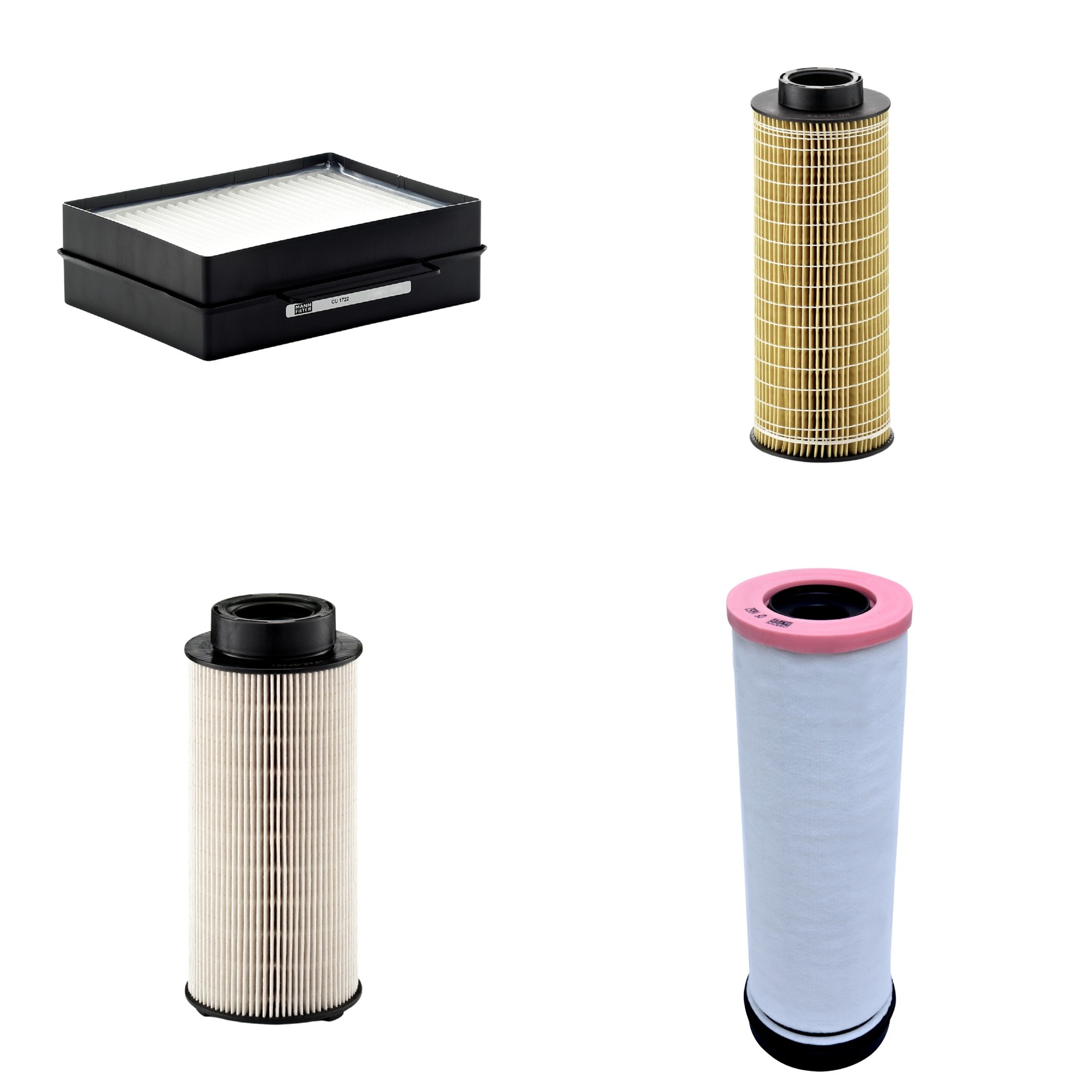 Kit Filtros de Ar Combustível Cabine Ar Condicionado Óleo - Mann-Filter - CF1652 - CU1722 - HU1072x - PU941x