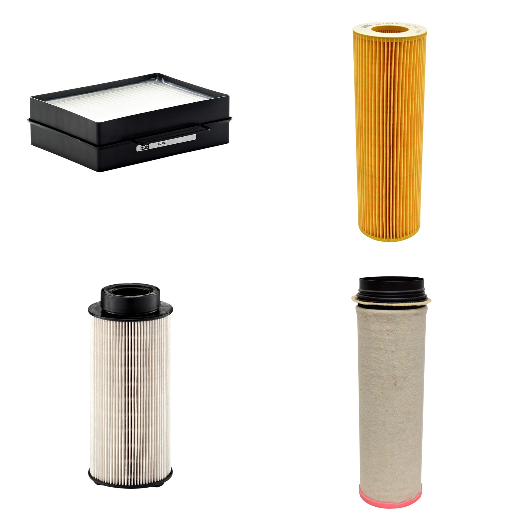 Kit Filtros de Ar Combustível Cabine Ar Condicionado Óleo - Mann-Filter - CF1651 - CU1722 - HU1077/2z - PU941x