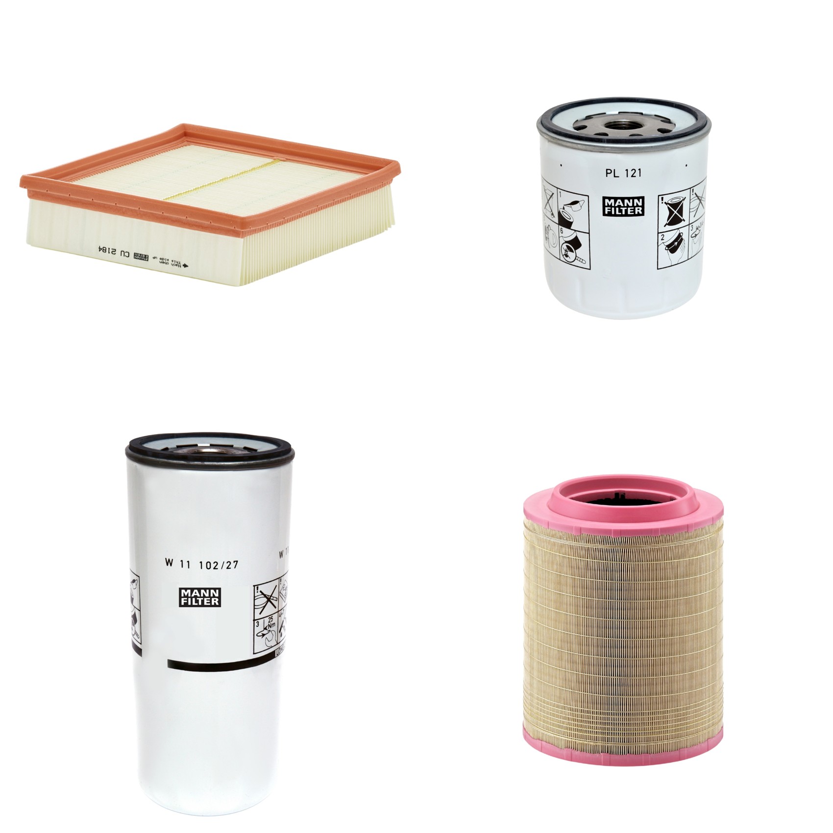 Kit Filtros de Ar Combustível Cabine Ar Condicionado Óleo - Mann-Filter - C331460/1 - CU2184 - PL121 - W11102/27