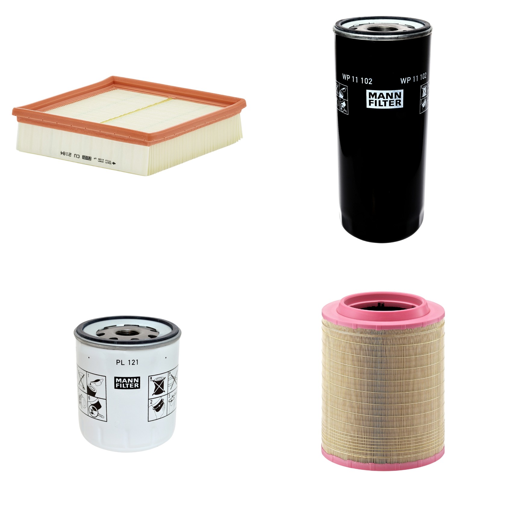 Kit Filtros de Ar Combustível Cabine Ar Condicionado Óleo - Mann-Filter - C331460/1 - CU2184 - PL121 - WP11102