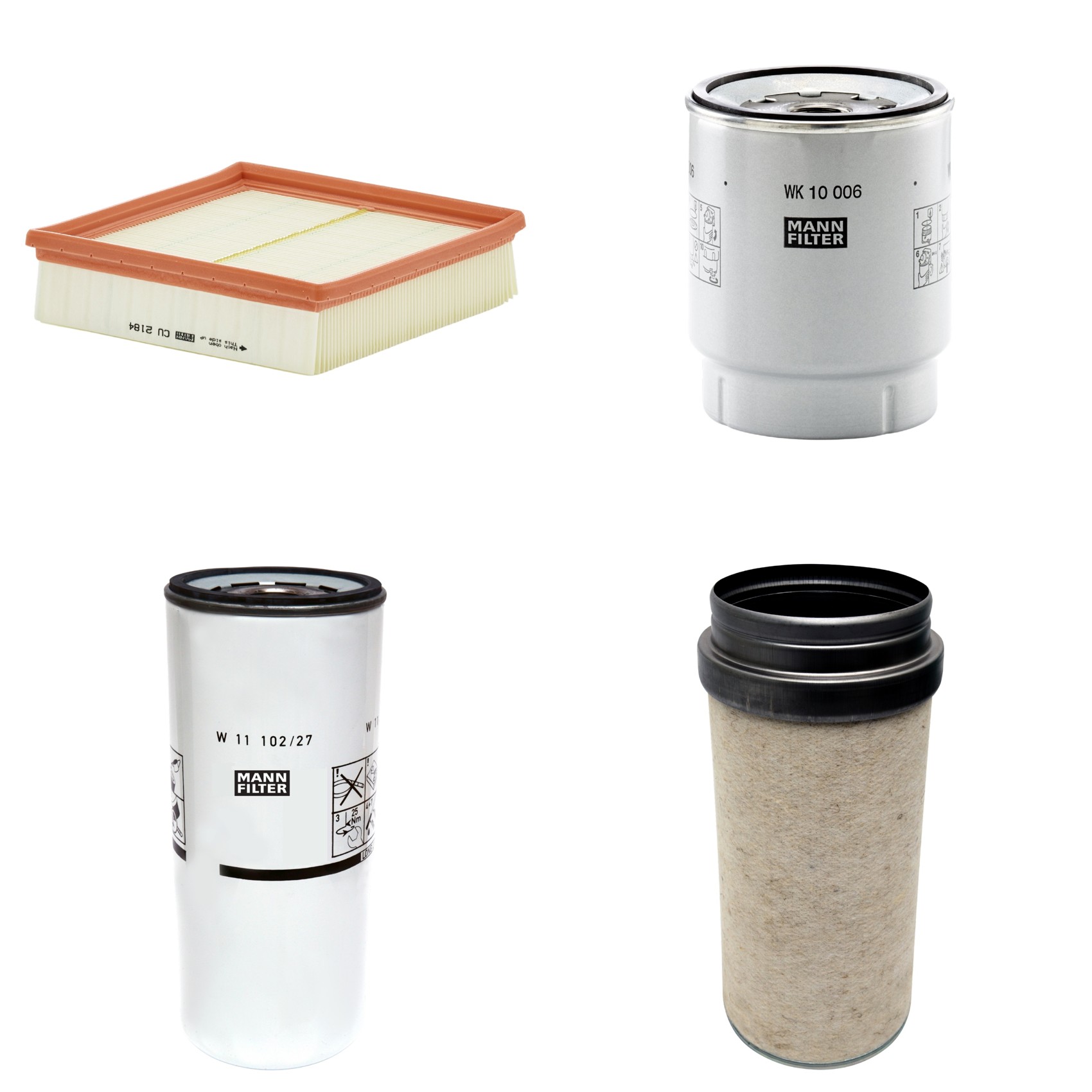 Kit Filtros de Ar Combustível Cabine Ar Condicionado Óleo - Mann-Filter - CF2000 - CU2184 - W11102/27 - WK10006z
