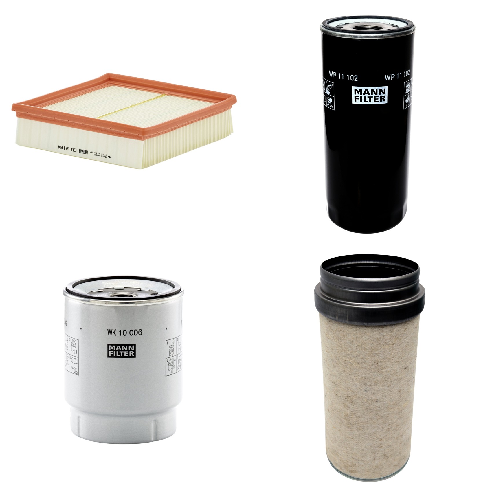 Kit Filtros de Ar Combustível Cabine Ar Condicionado Óleo - Mann-Filter - CF2000 - CU2184 - WK10006z - WP11102