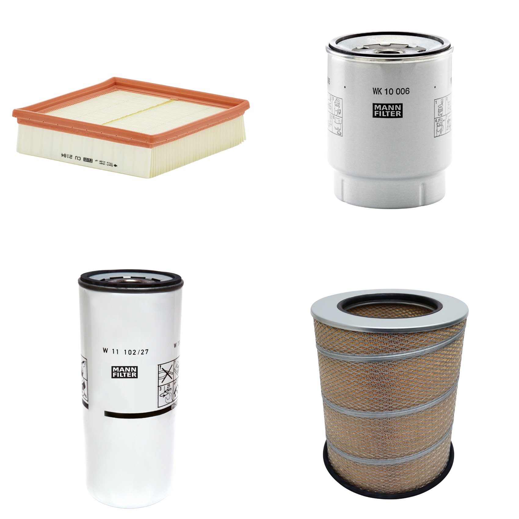 Kit Filtros de Ar Combustível Cabine Ar Condicionado Óleo - Mann-Filter - C341500 - CU2184 - W11102/27 - WK10006z
