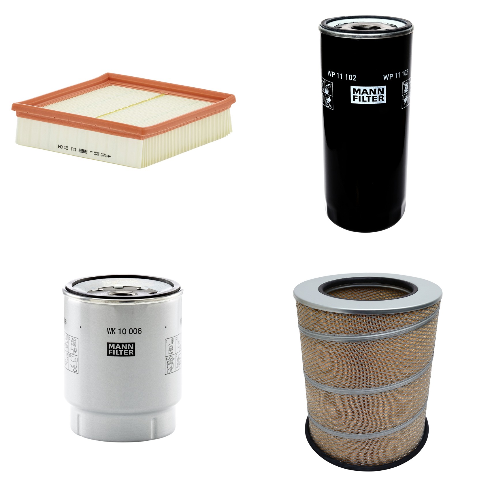 Kit Filtros de Ar Combustível Cabine Ar Condicionado Óleo - Mann-Filter - C341500 - CU2184 - WK10006z - WP11102