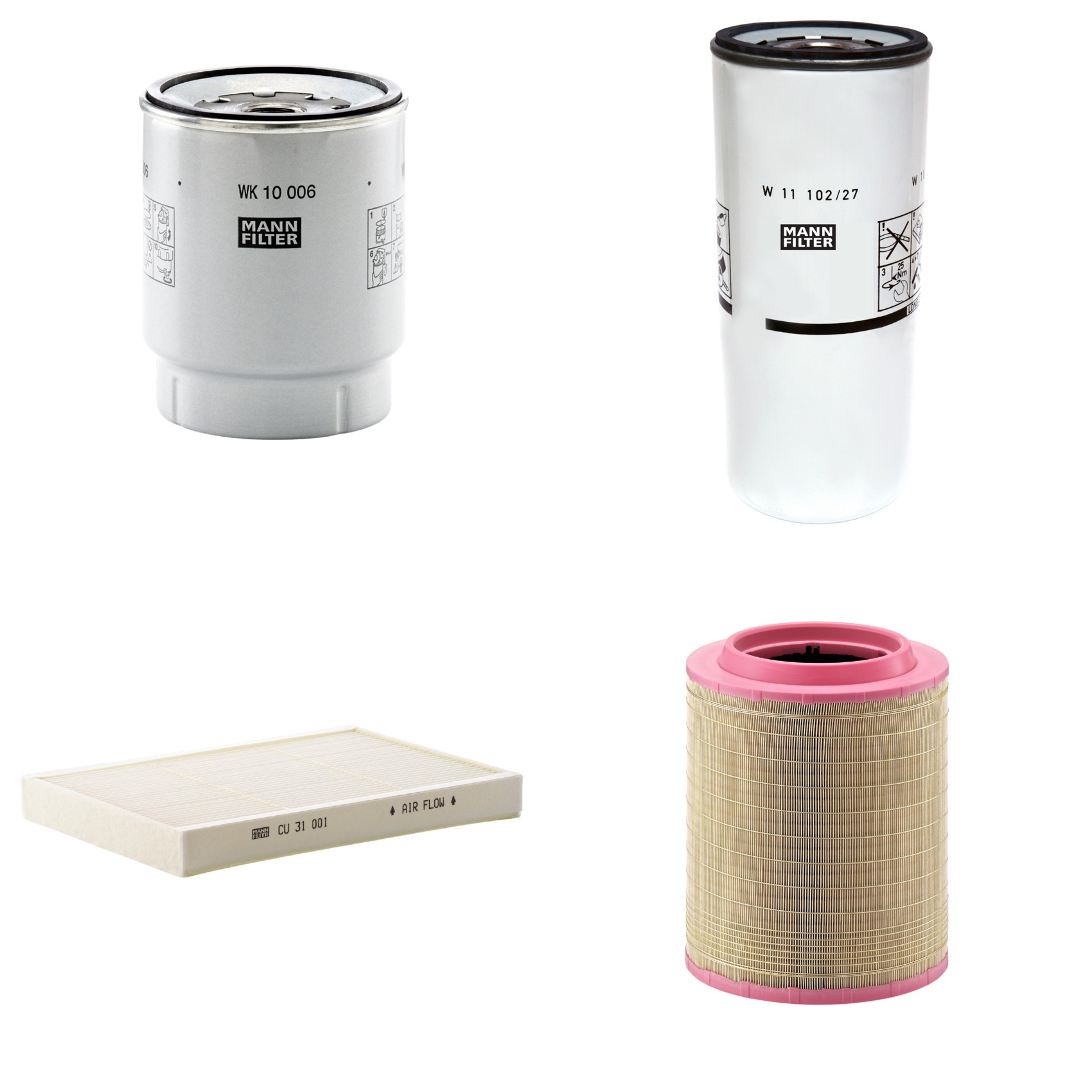 Kit Filtros de Ar Combustível Cabine Ar Condicionado Óleo - Mann-Filter - C331460/1 - CU31001 - W11102/27 - WK10006z