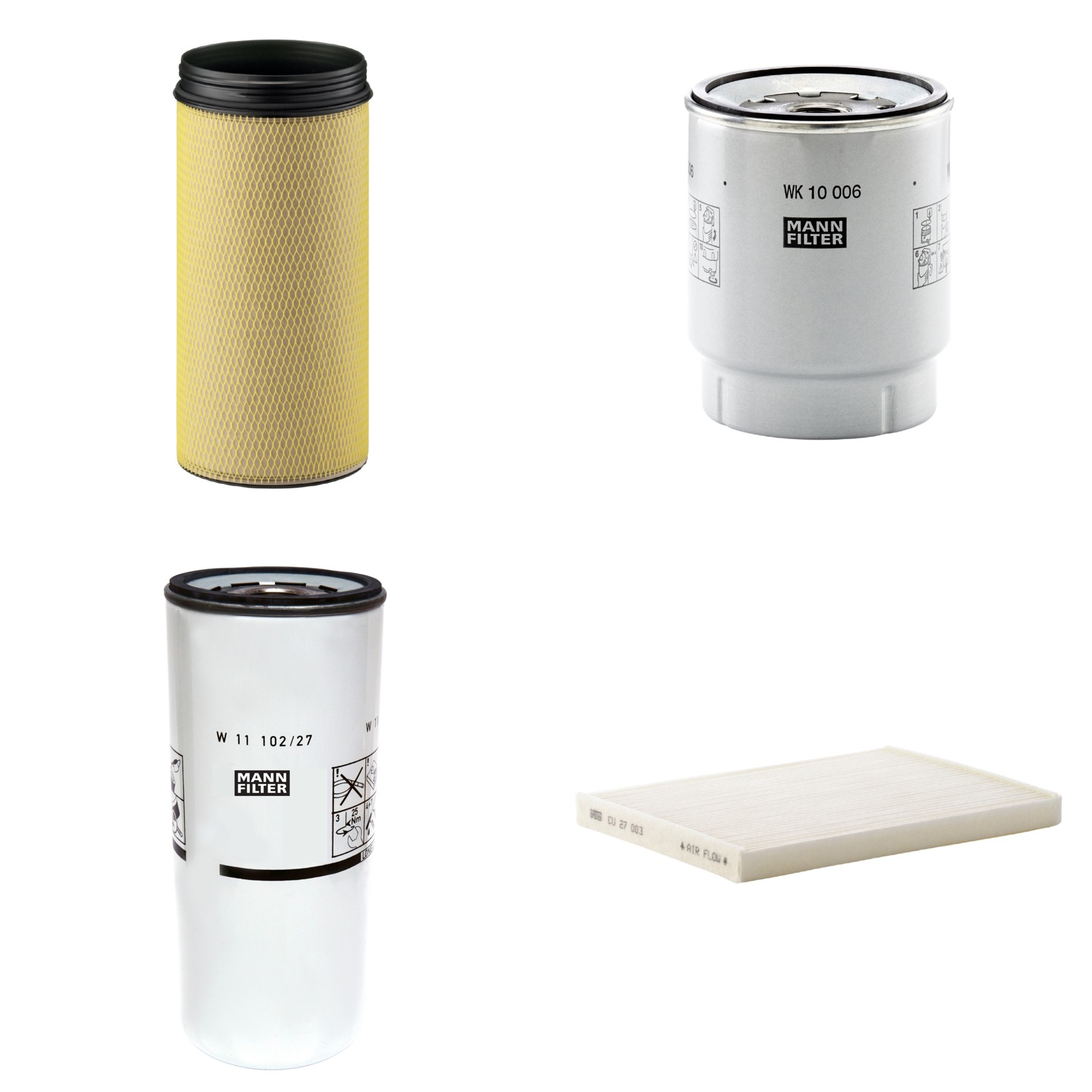Kit Filtros de Ar Combustível Cabine Ar Condicionado Óleo - Mann-Filter - CF1940 - CU27003 - W11102/27 - WK10006z