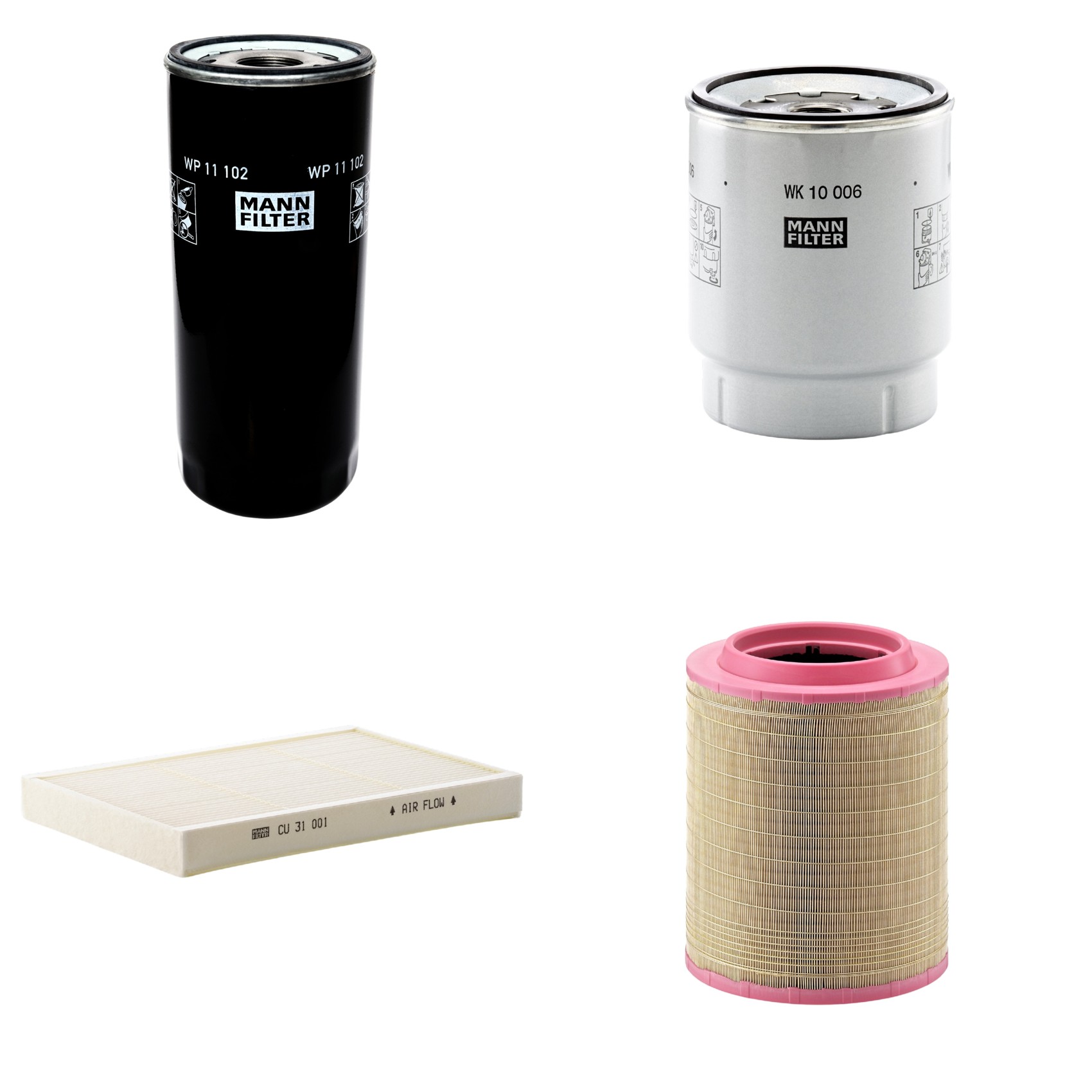 Kit Filtros de Ar Combustível Cabine Ar Condicionado Óleo - Mann-Filter - C331460/1 - CU31001 - WK10006z - WP11102