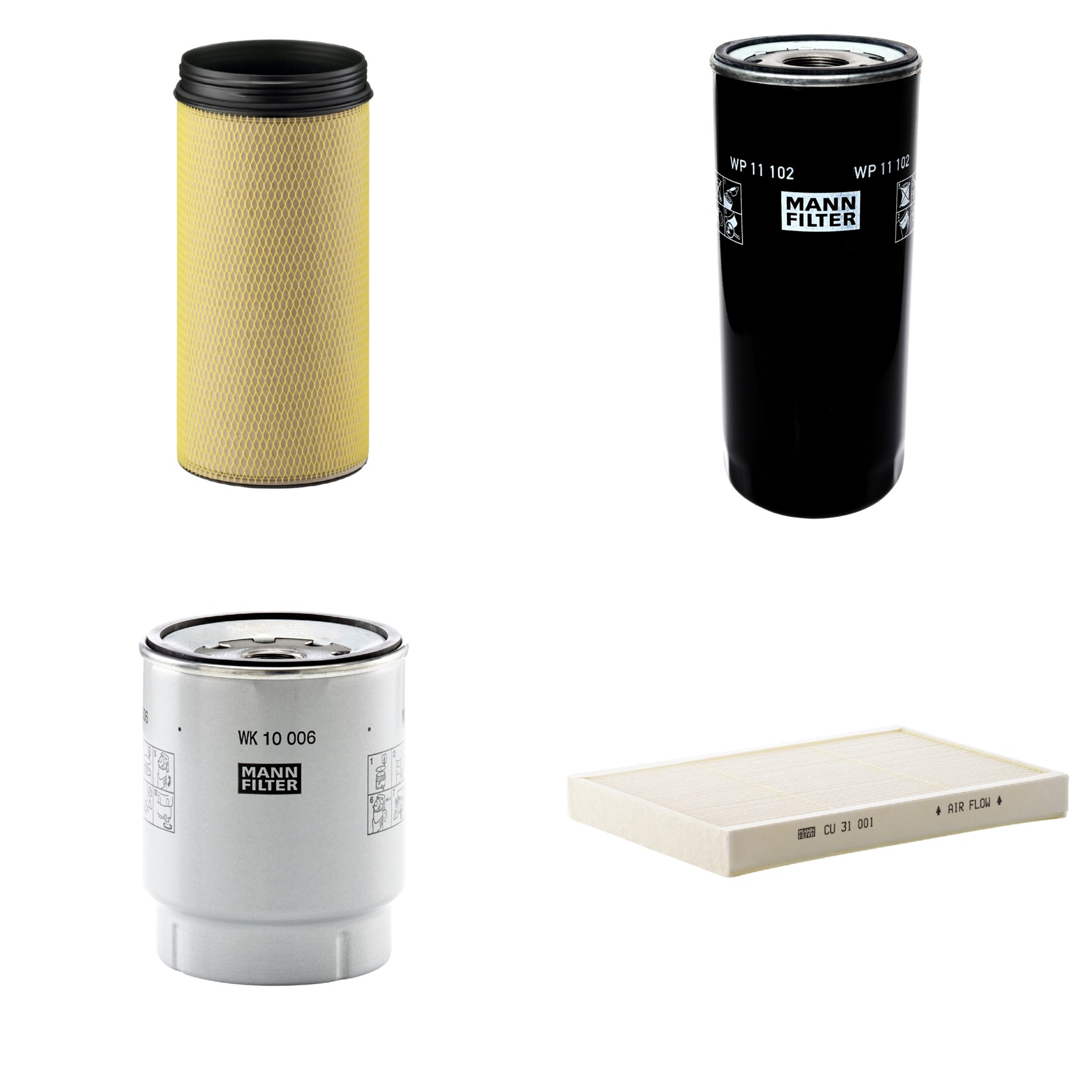 Kit Filtros de Ar Combustível Cabine Ar Condicionado Óleo - Mann-Filter - CF1940 - CU31001 - WK10006z - WP11102