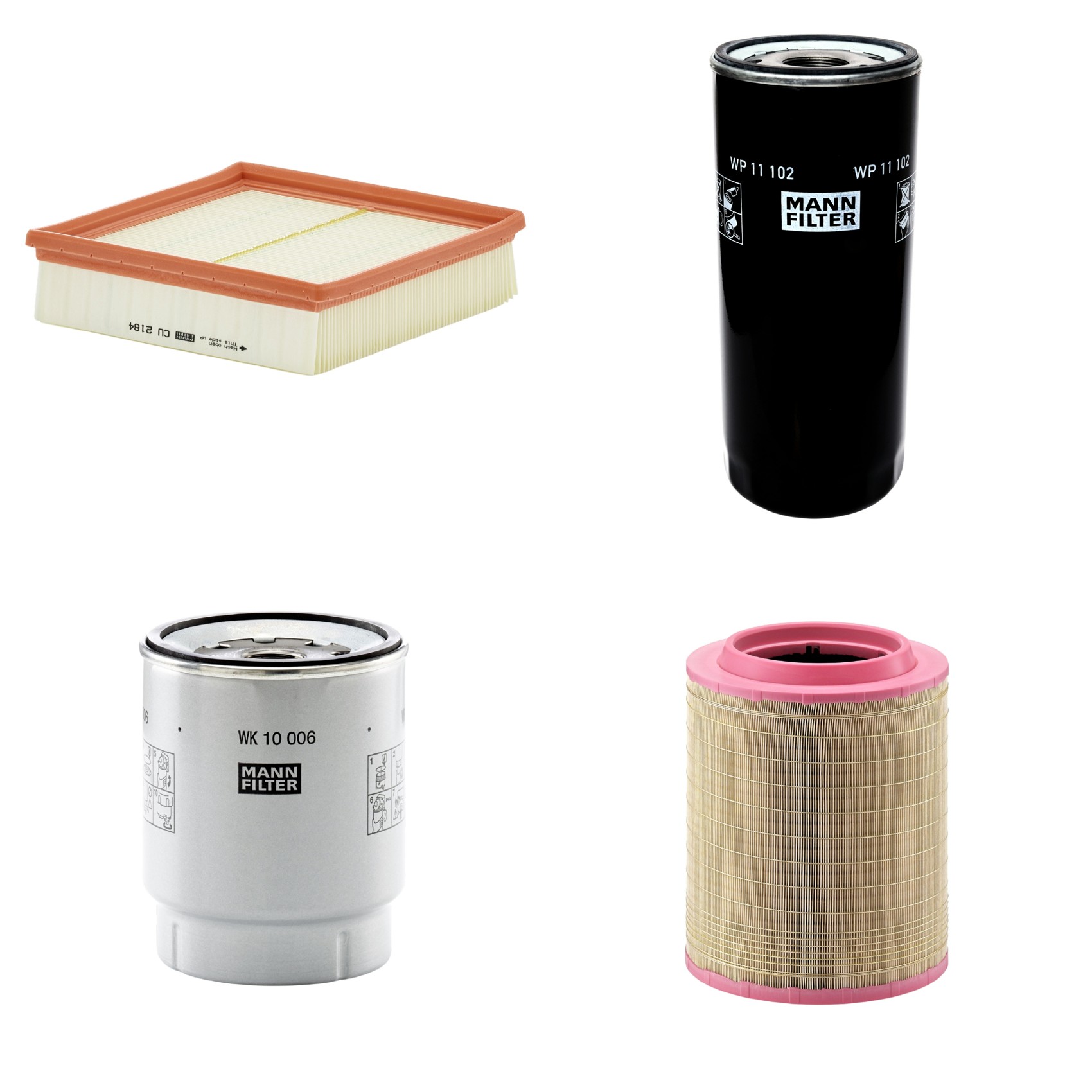 Kit Filtros de Ar Combustível Cabine Ar Condicionado Óleo - Mann-Filter - C331460/1 - CU2184 - WK10006z - WP11102
