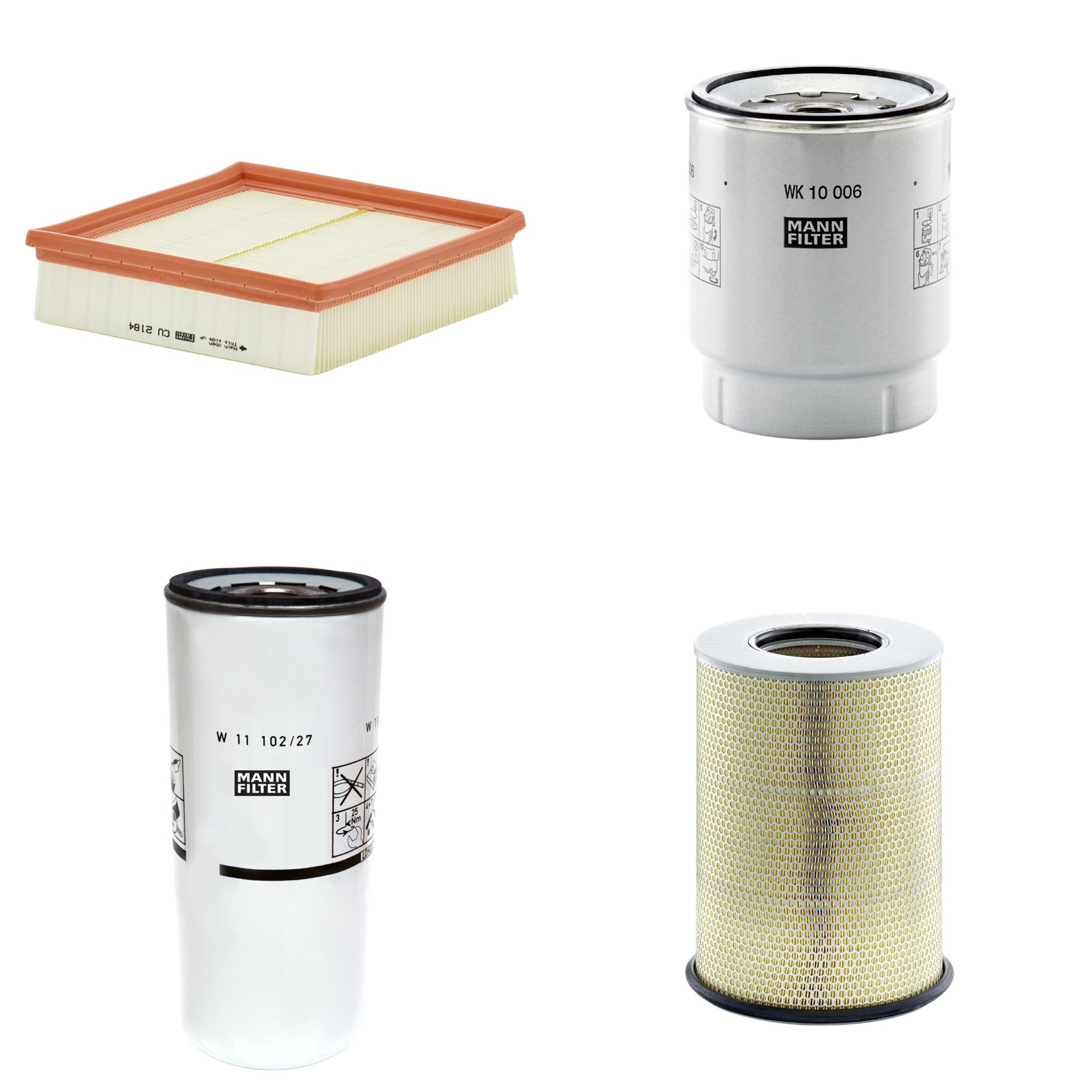 Kit Filtros de Ar Combustível Cabine Ar Condicionado Óleo - Mann-Filter - C311345/1 - CU2184 - W11102/27 - WK10006z