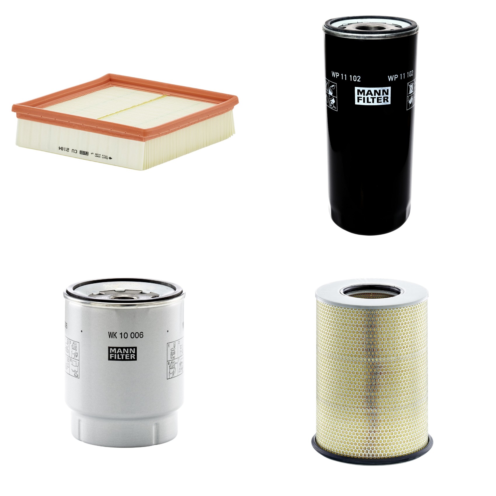 Kit Filtros de Ar Combustível Cabine Ar Condicionado Óleo - Mann-Filter - C311345/1 - CU2184 - WK10006z - WP11102