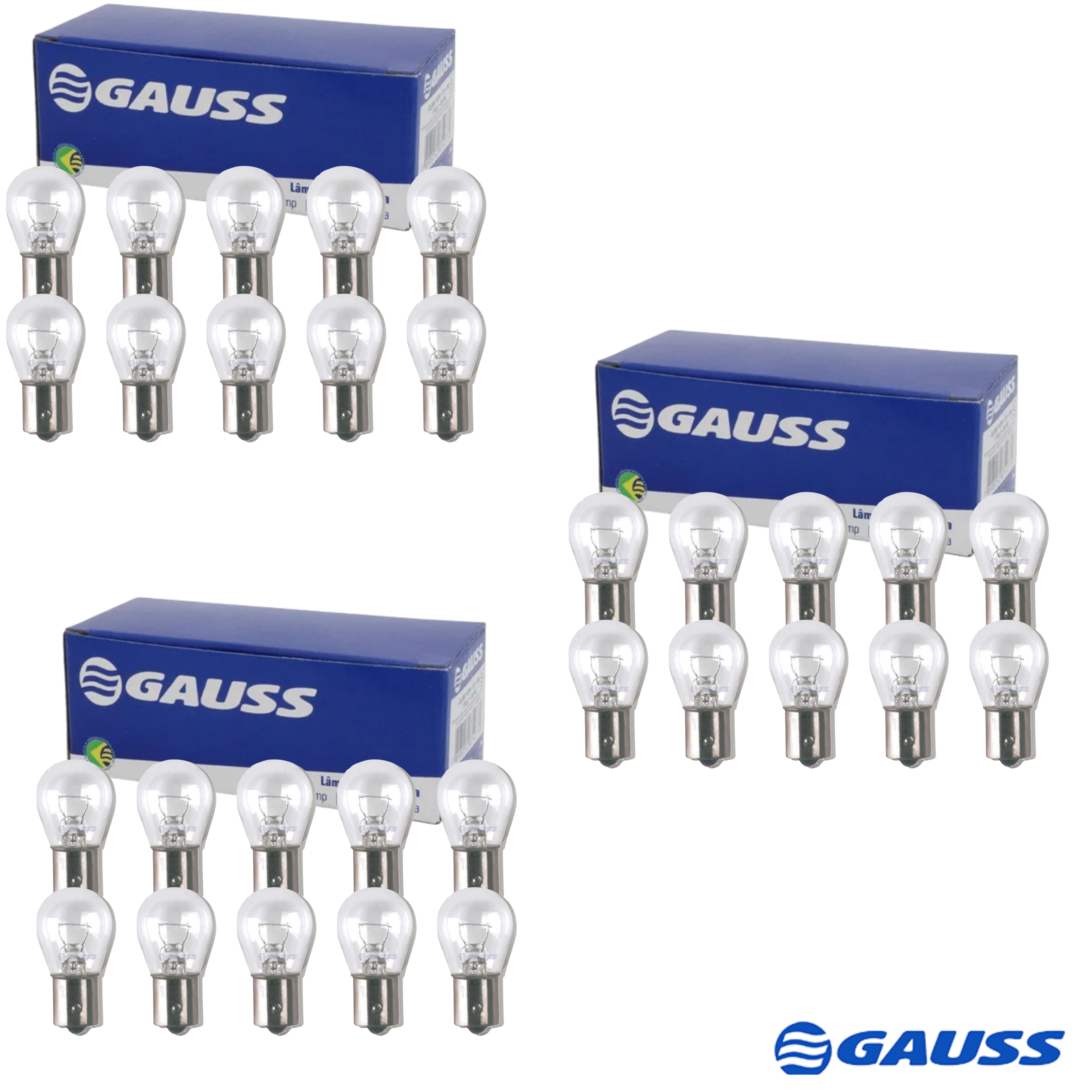 Kit 30 Lâmpadas 1 Polo 24V 21W BA15S Lanterna Freio Pisca - Gauss - GL1141B