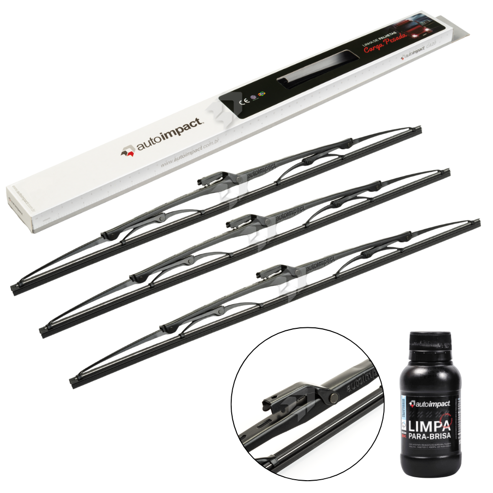 Kit 3 Palhetas Limpador Parabrisa Dianteira Carga Pesada 20" - Autoimpact - CA20