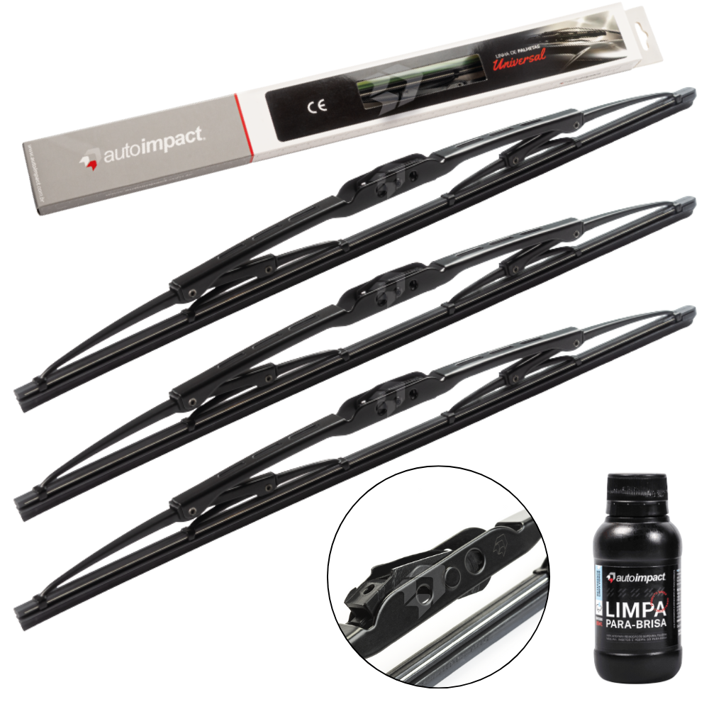 Kit 3 Palhetas Limpador Parabrisa Dianteira Universal 3x22" - Autoimpact - PU22