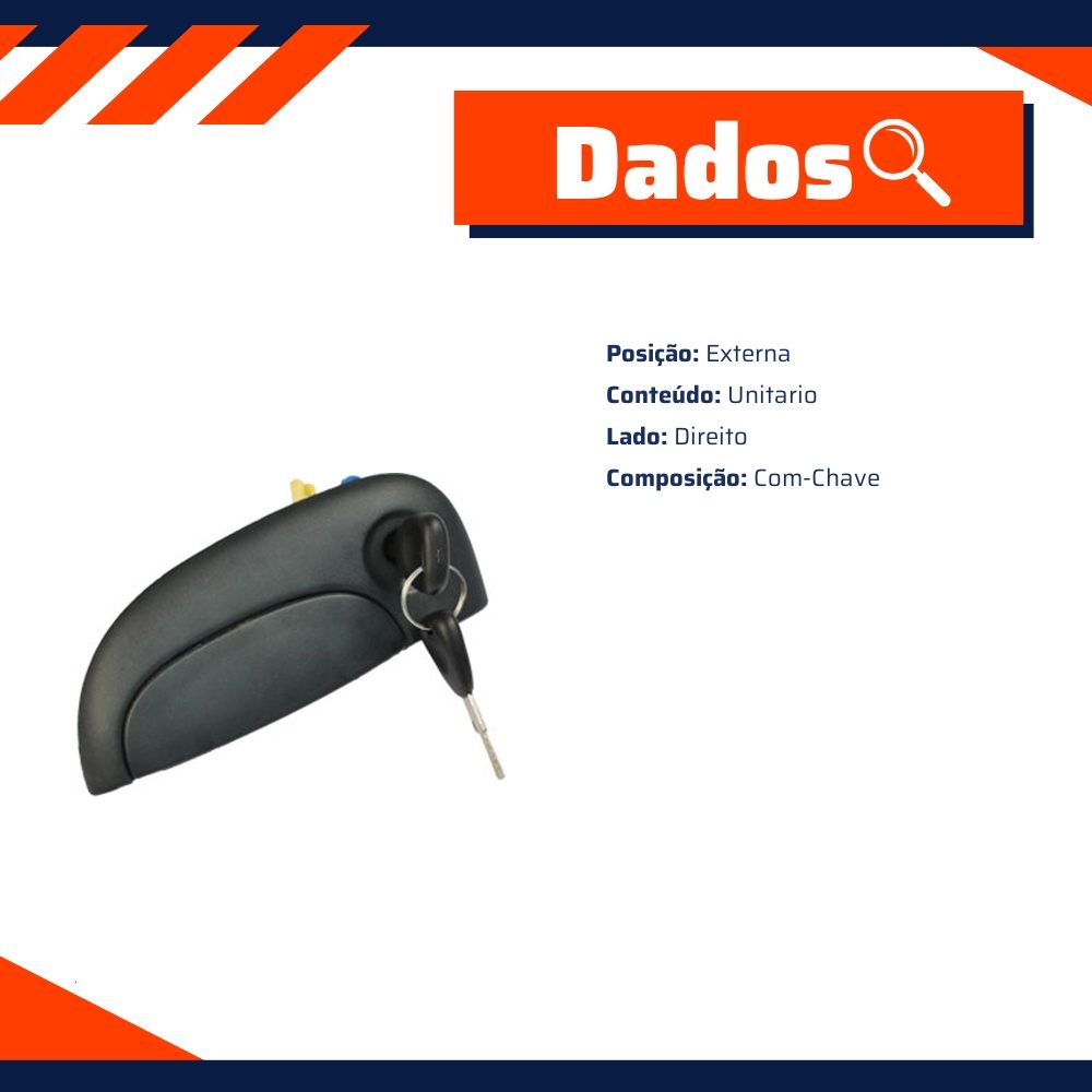 Maçaneta Externa da Porta Dianteira para Renault Kangoo - Universal Automotive - 11254