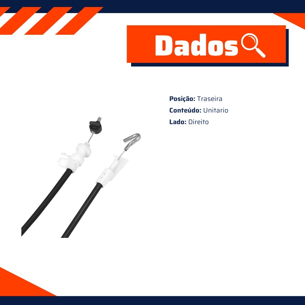 Cabo de Comando da Fechadura da Porta para Volkswagen Gol - Universal Automotive - 22012
