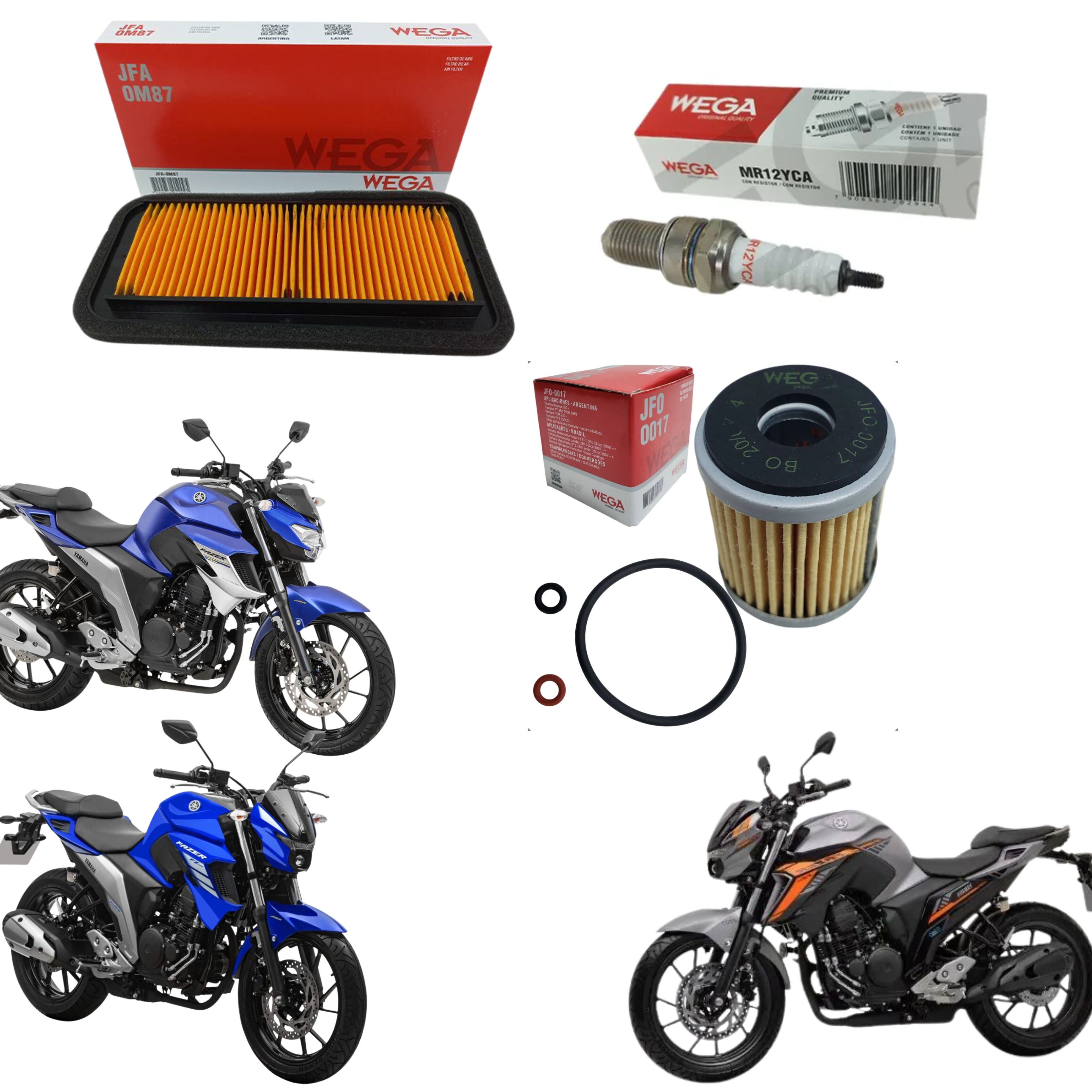 Kit Filtro Ar Combustível e Vela Fazer 250 2018 em diante - Wega