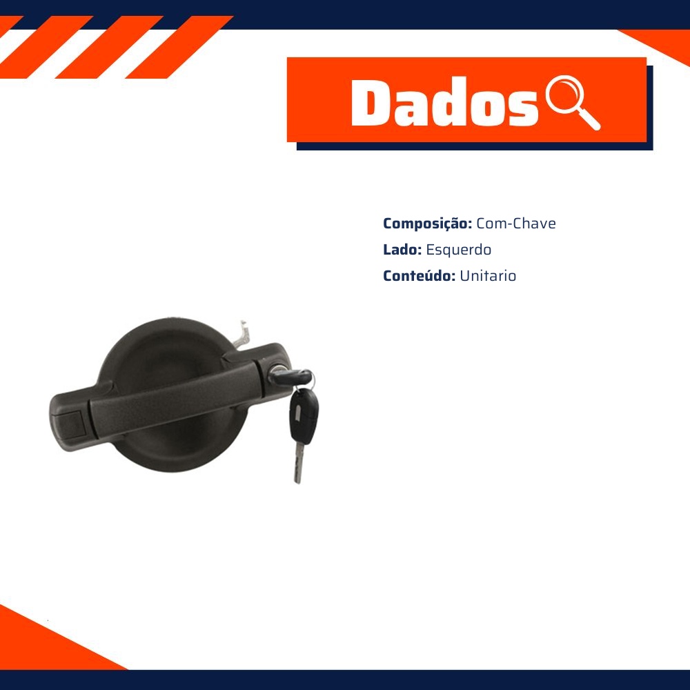 Maçaneta Externa da Porta Dianteira para Fiat Doblo - Universal Automotive - 70881