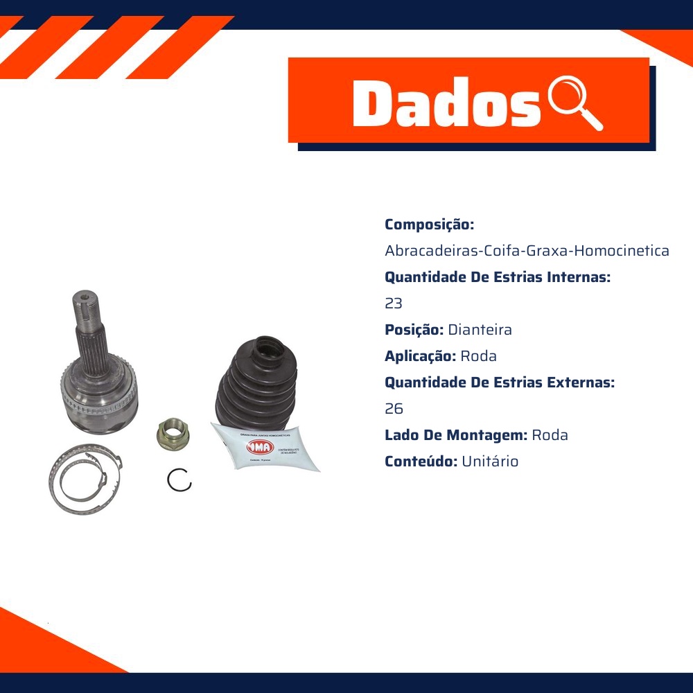 Junta Homocinética Dianteiro Roda para Toyota Corolla e Fielder - IMA - AL-1434