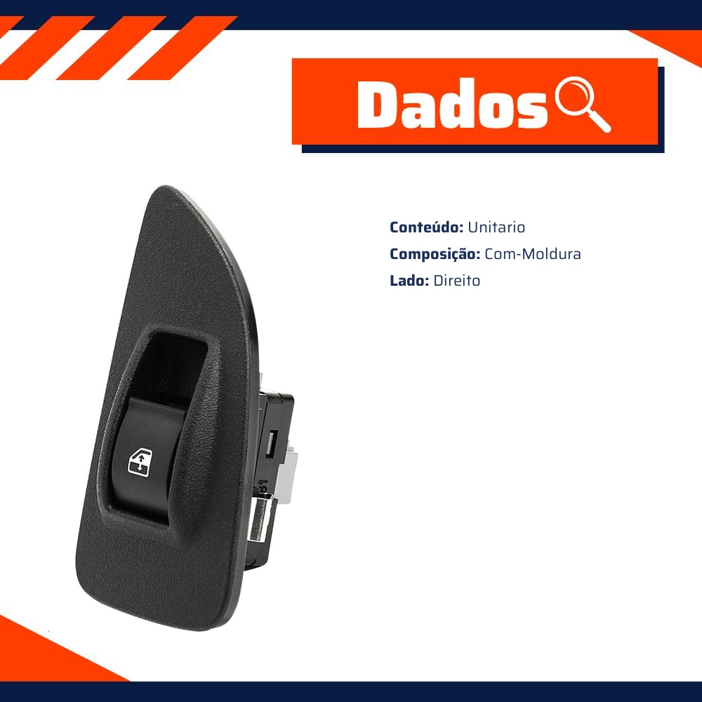 Tecla Acionadora do Vidro Elétrico para Fiat Linea e Punto - Universal Automotive - 90698