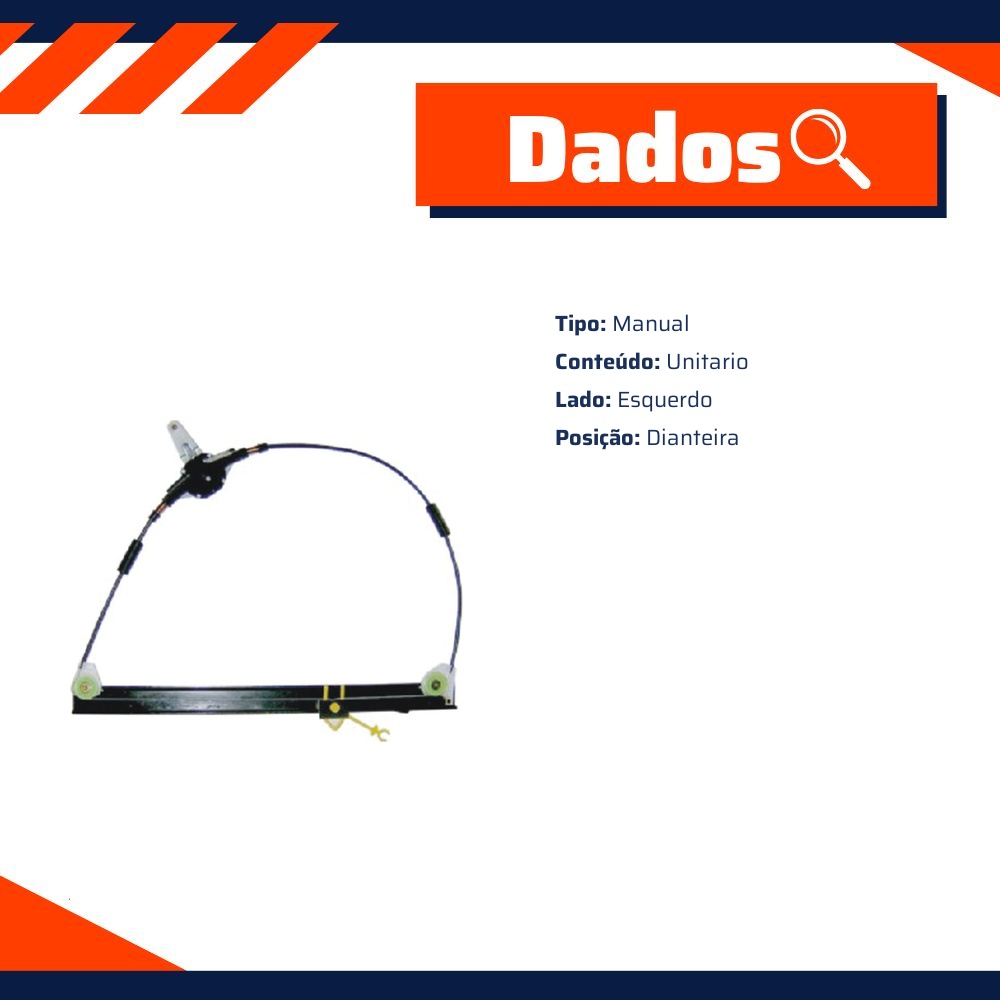 Máquina de Vidro Manual para Fiat Doblo - Universal Automotive - 70235