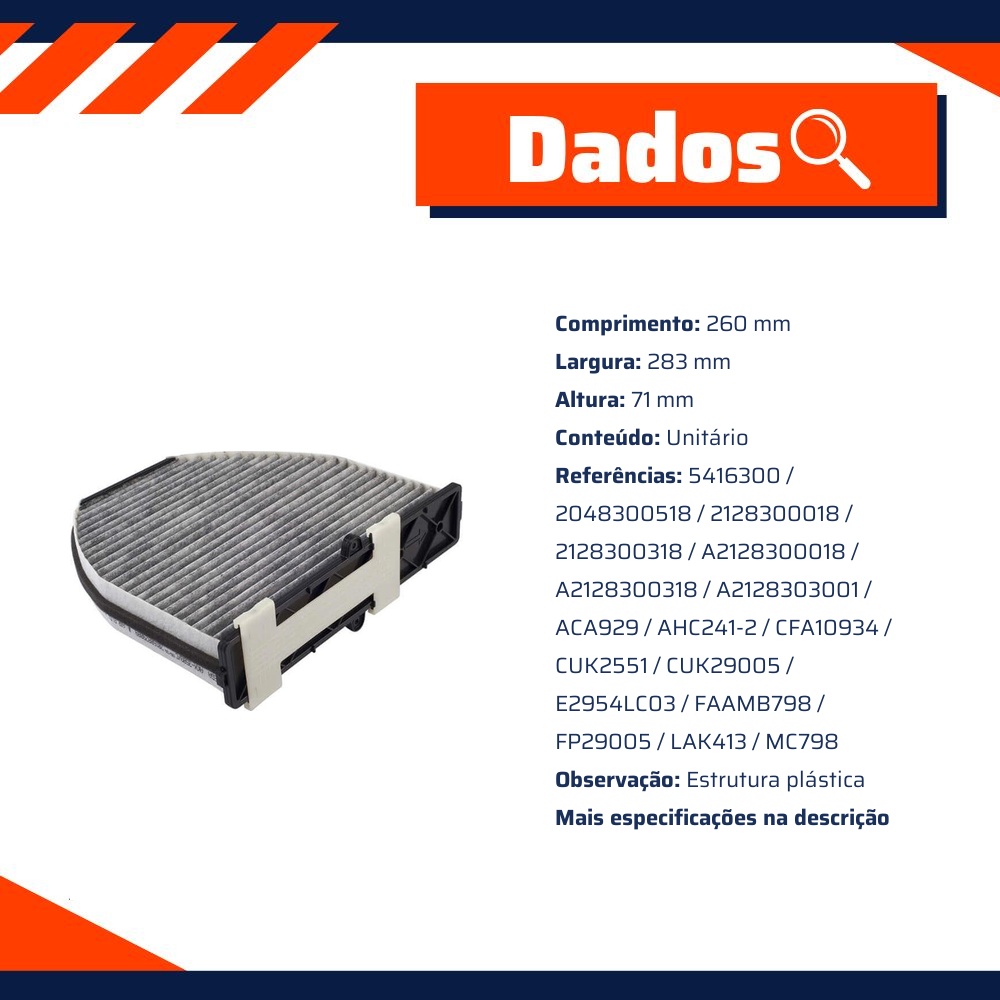 FIltro de Ar Condicionado Cabine com Carvão Ativado - Wega - AKX-3589/C