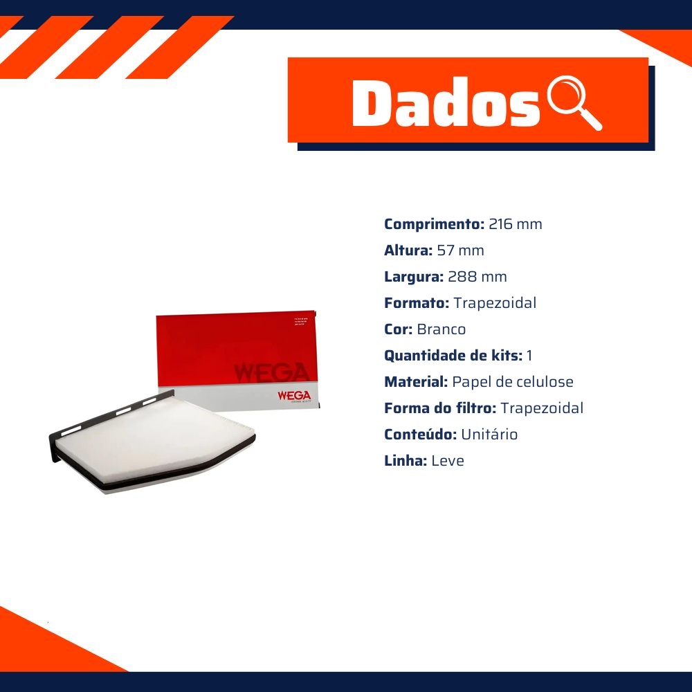 FIltro de Ar Condicionado Cabine - Wega - AKX-1100