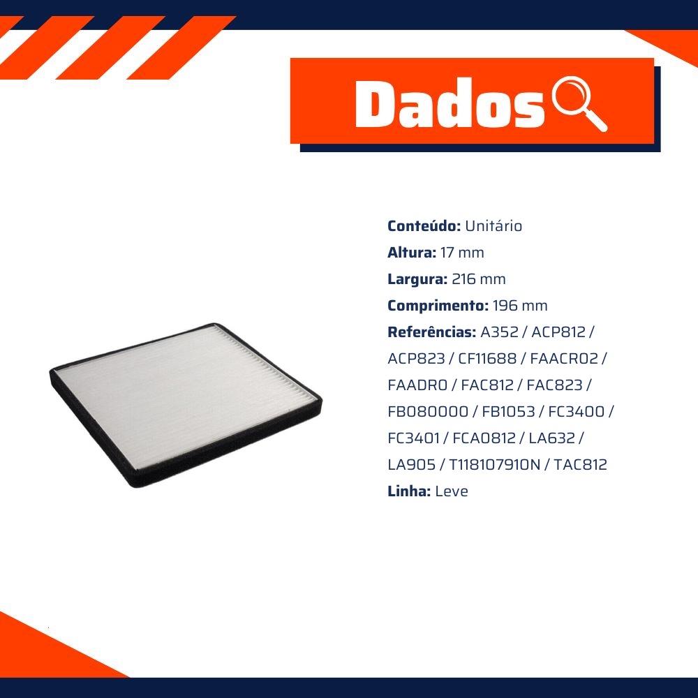 Filtro de Ar da Cabine para Chery Cielo e Tiggo - Wega - AKX-1700