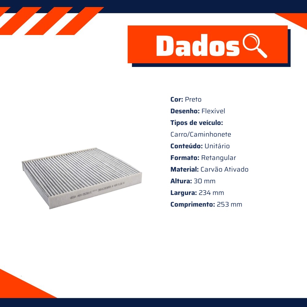FIltro de Ar Condicionado Cabine com Carvão Ativado - Wega - AKX-35281/C