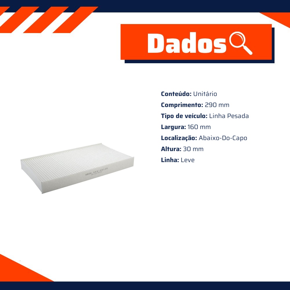 FIltro de Ar Condicionado Cabine - Wega - AKX-35125