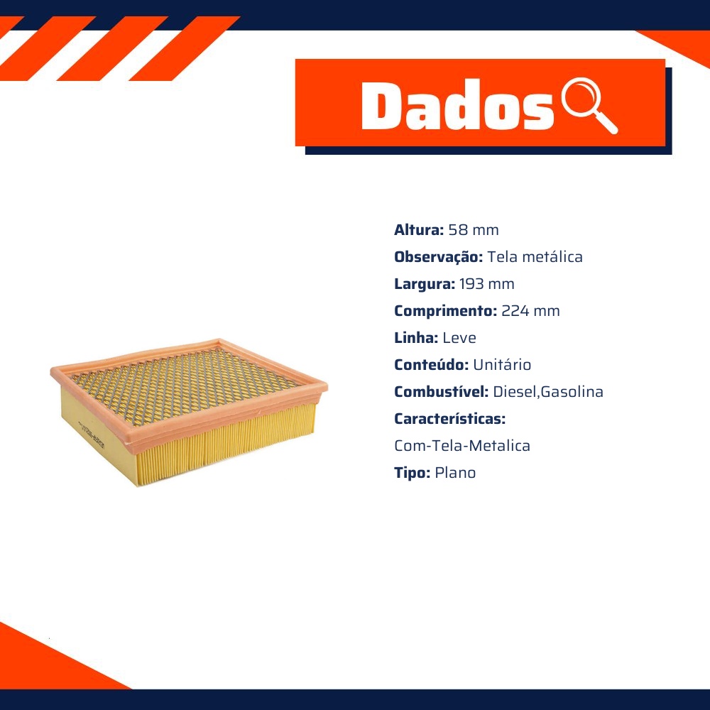 Filtro de Ar para Ford Ranger - Wega - FAP-9002