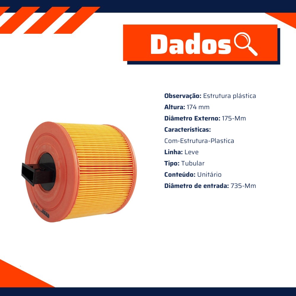 Filtro de Ar para BMW 325i e X1 - Wega - WR-364